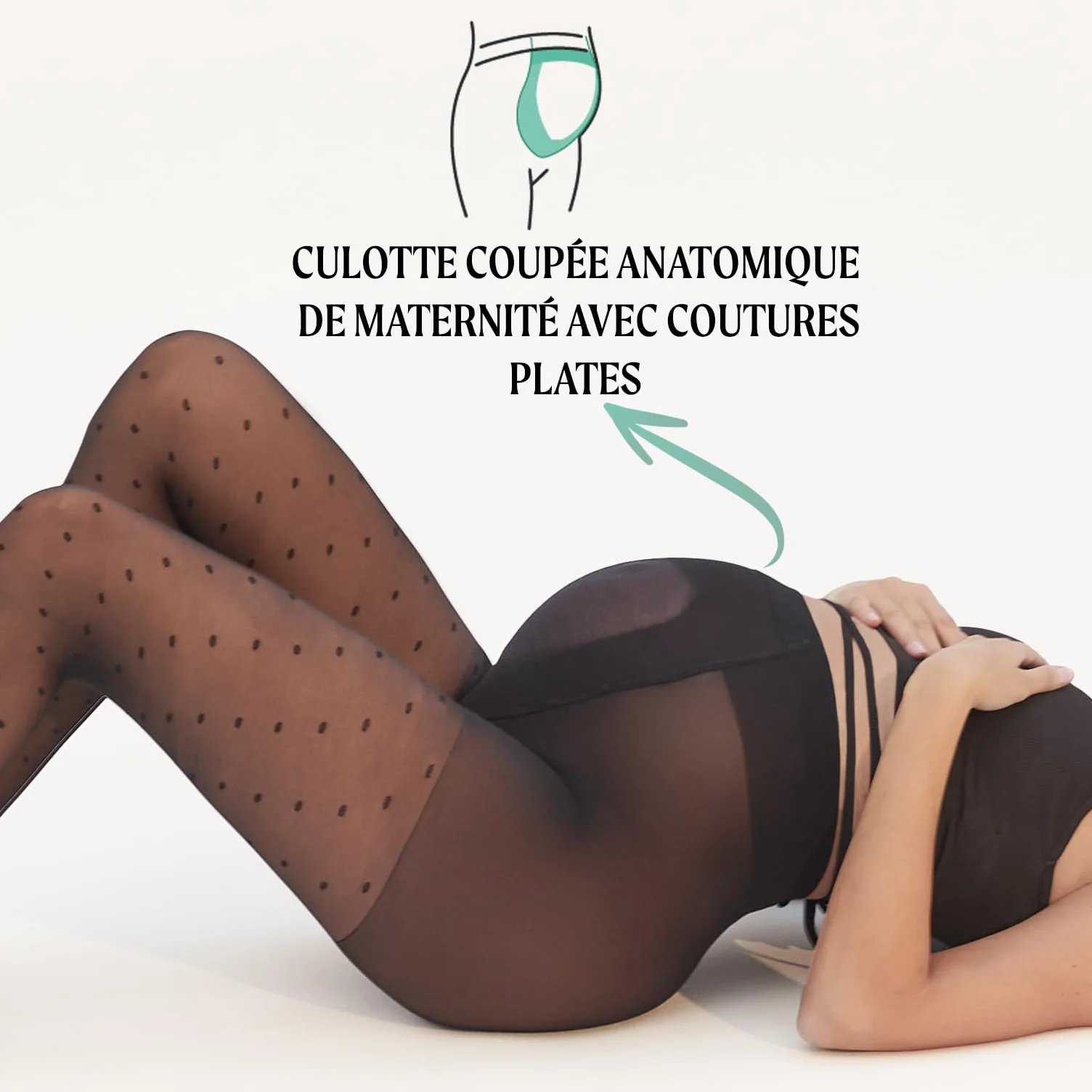 CALZITALY Collant de Maternité Voile à Pois 20 DEN Noir
