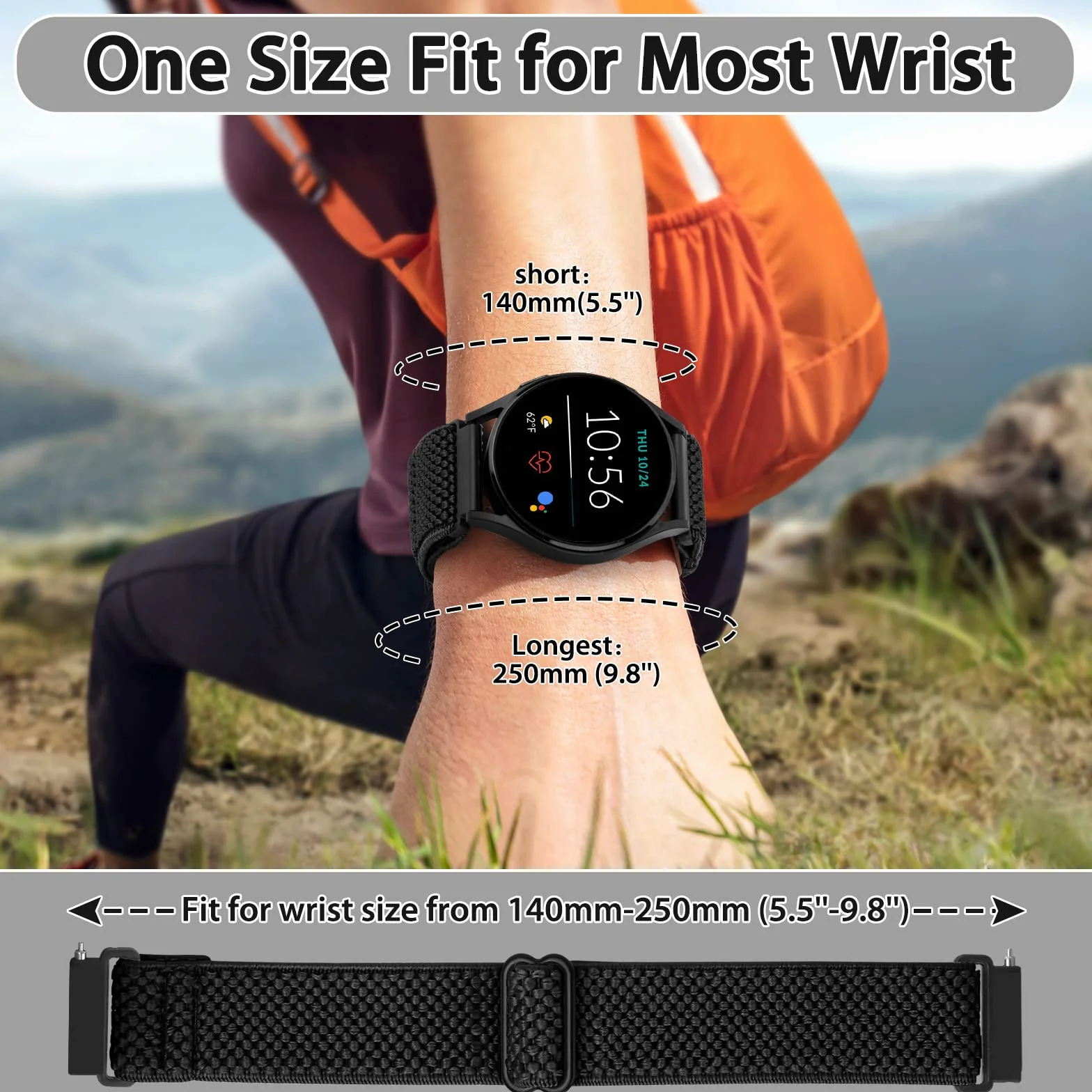 Bracelet Montre en Nylon Tressé 24mm 22mm 20mm 19mm 18mm Homme Femme Boucle Réglable Sport