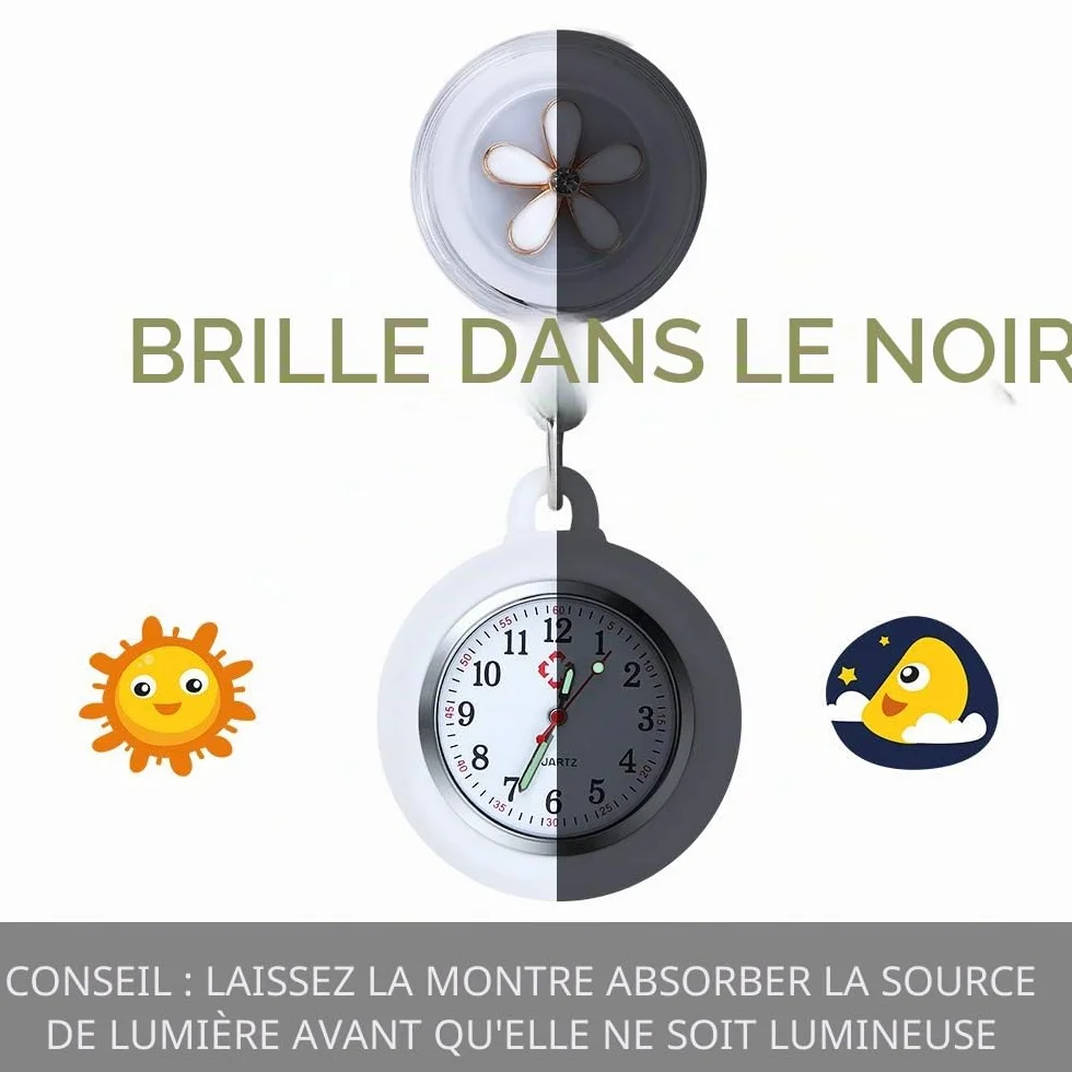 Vicloon Montre de Broche Infirmière en Silicone avec Broche pour Professionnels de la Santé