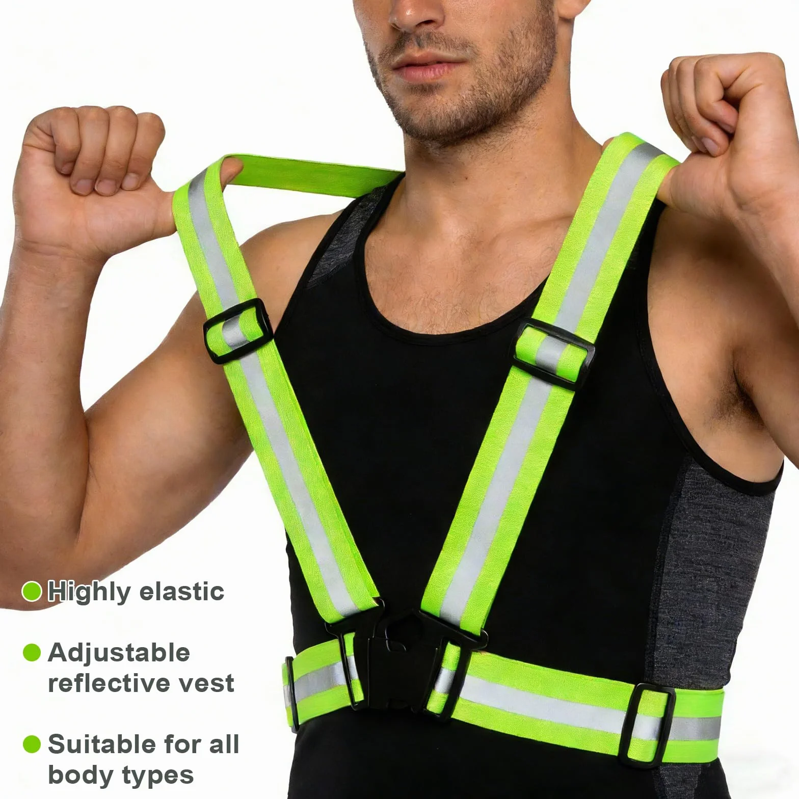 Gilet Réfléchissant Vélo Sécurité Réglable Léger Haute Visibilité Adulte Adolescent