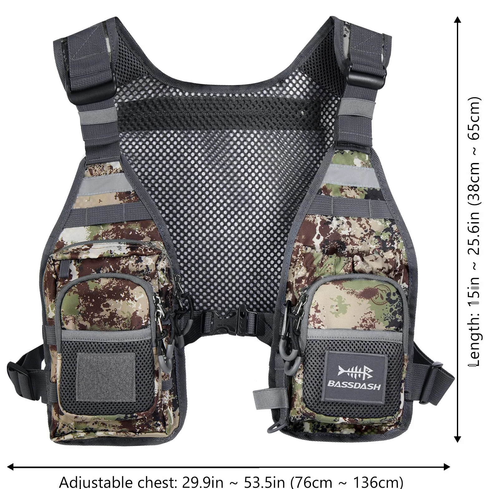 Bassdash FV08 Gilet de pêche à la mouche ultra léger Taille unique