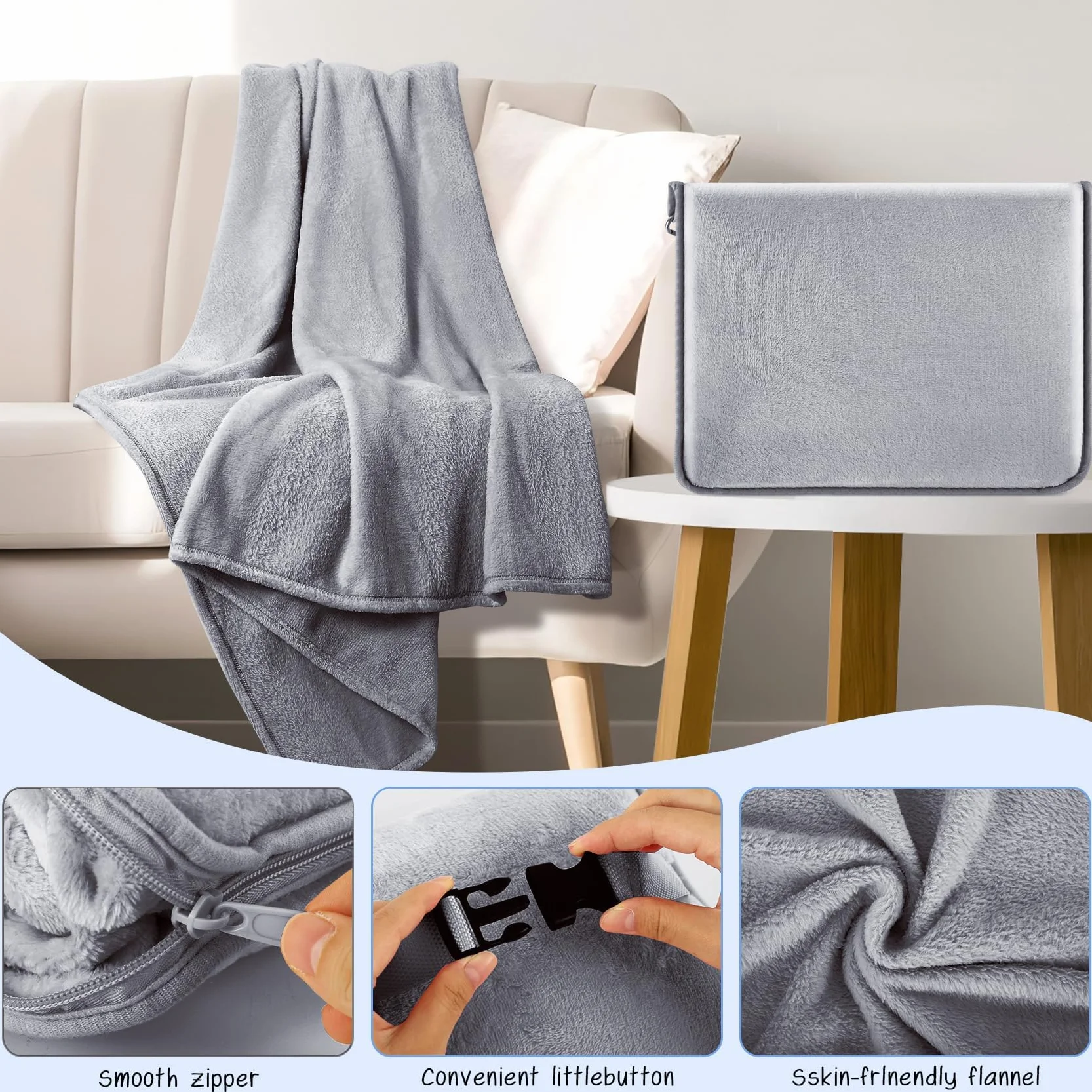 Couverture de Voyage Douce et Chaude avec Oreiller Portable pour Avion, Voiture et Train