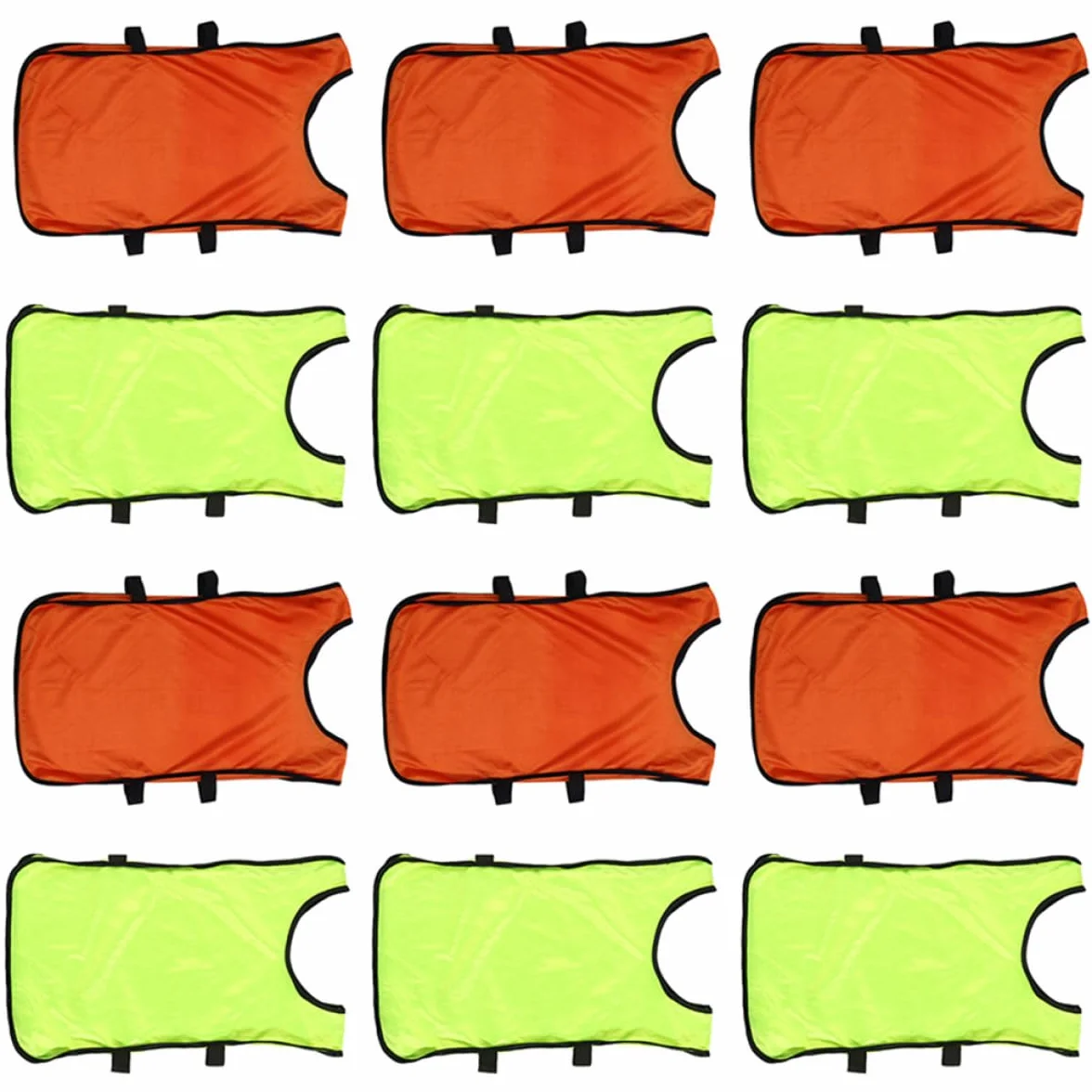 Lot de 12 Chasubles d'Entraînement Orange et Vert Fluo, Gilets de Sport Respirants pour Football, Basketball et Plein Air