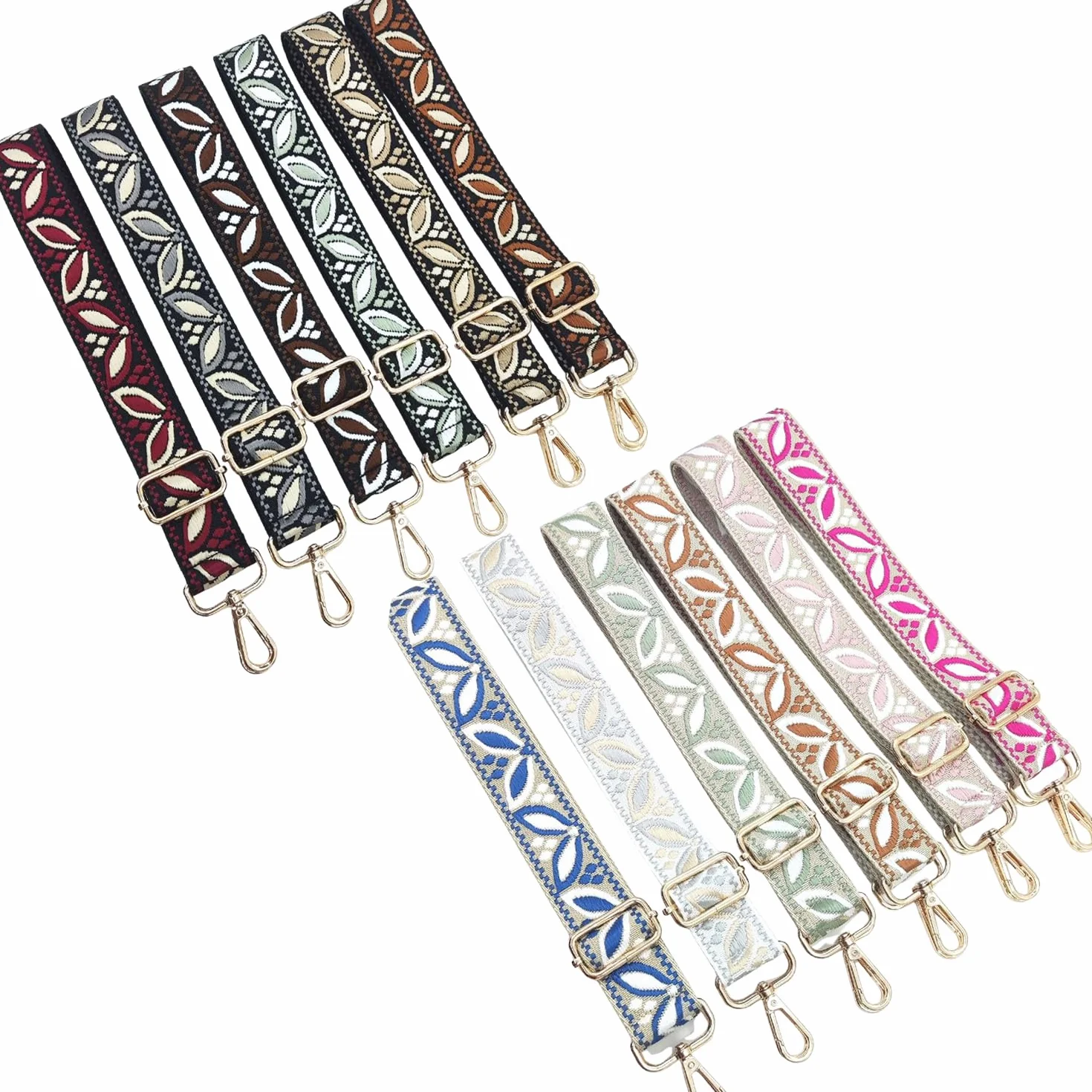 Sangle Large Sac Bandoulière Remplacement Réglable 3.8cm Mousqueton Dorée Beige-Marron Foncé