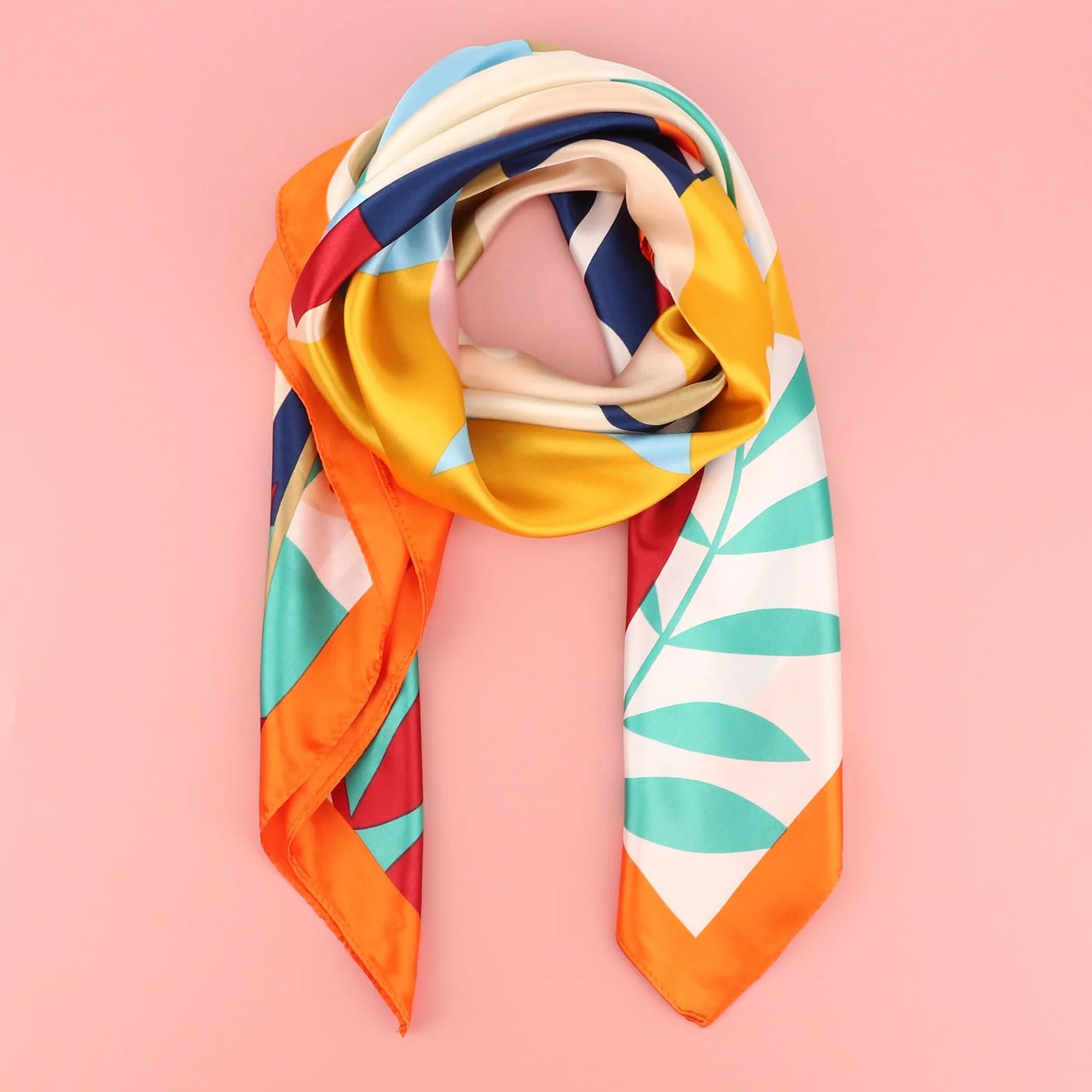 DRESHOW Foulards Carrés Satin Femmes Accessoires Cheveux Soie Bandanas Plage