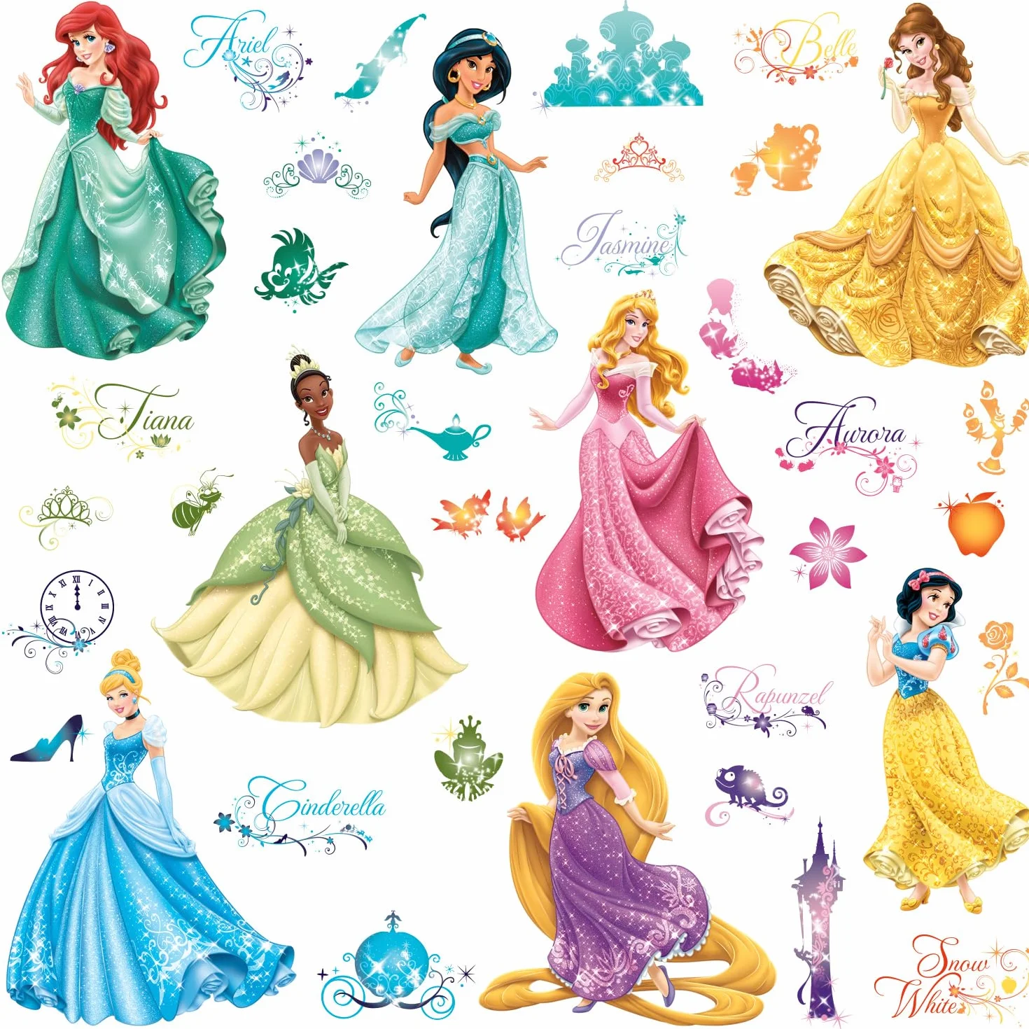 RoomMates Décor géant Disney Princesses Royales paillettes