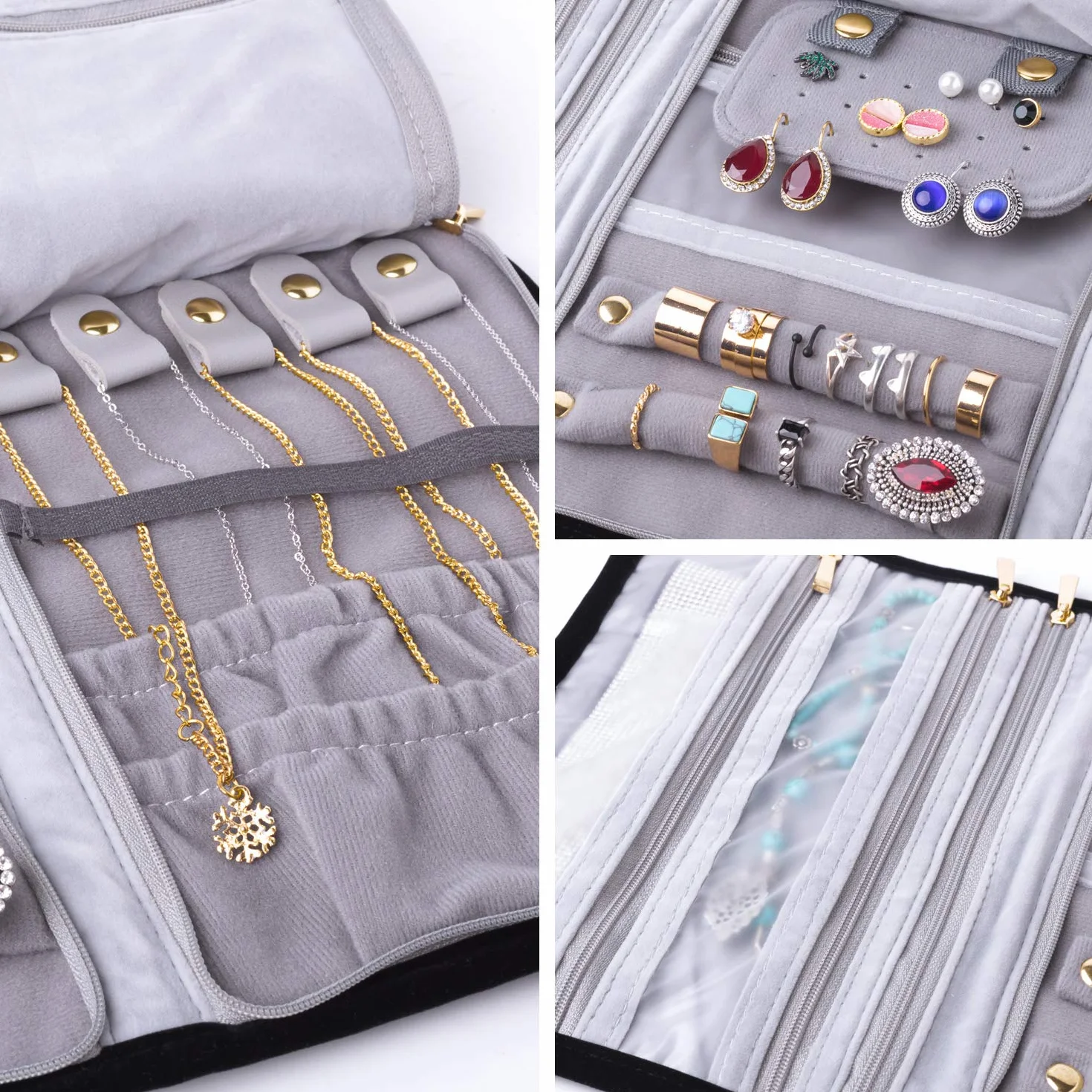 Teamoy Trousse Rouleau à Bijoux de Voyage, Organisateur Multifonctionnel pour Bijoux