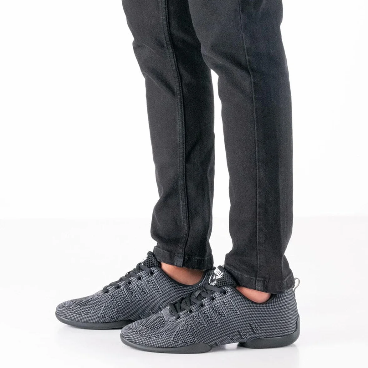 Anna Kern Baskets de danse pour homme 4050 Bold - Textile noir/gris - Semelle en polyuréthane divisée