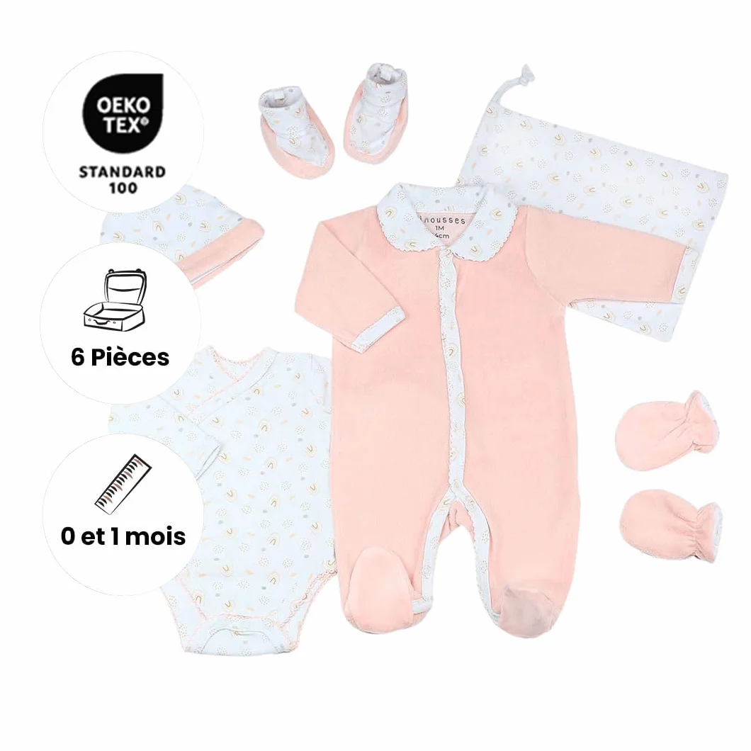 KINOUSSES Coffret Vêtements Bébé Velours Kit Naissance Nouveau-né Mixte Fille & Garçon