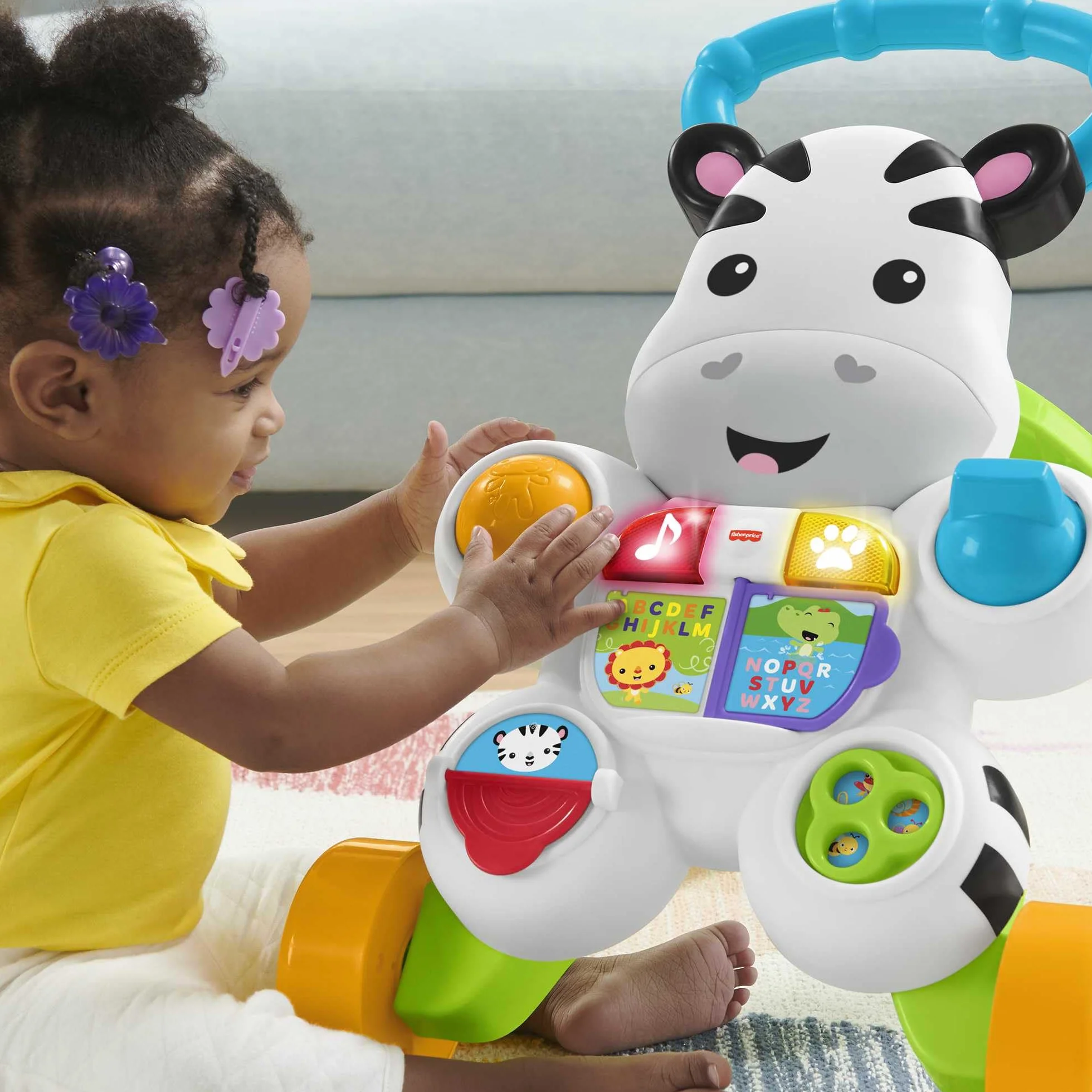 Fisher-Price Trotteur Musical Mon Trotteur Zèbre Parlant Version française DLD96