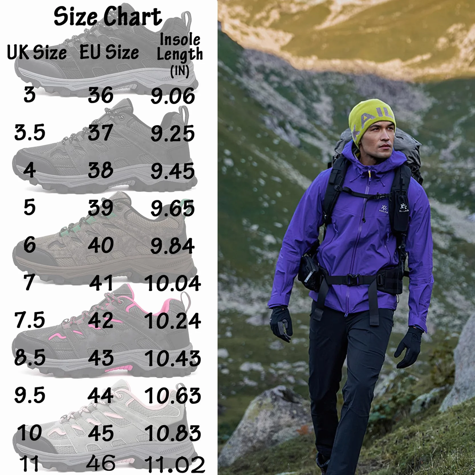 Chaussures de Randonnée Homme Femme Trekking Respirant Antidérapantes