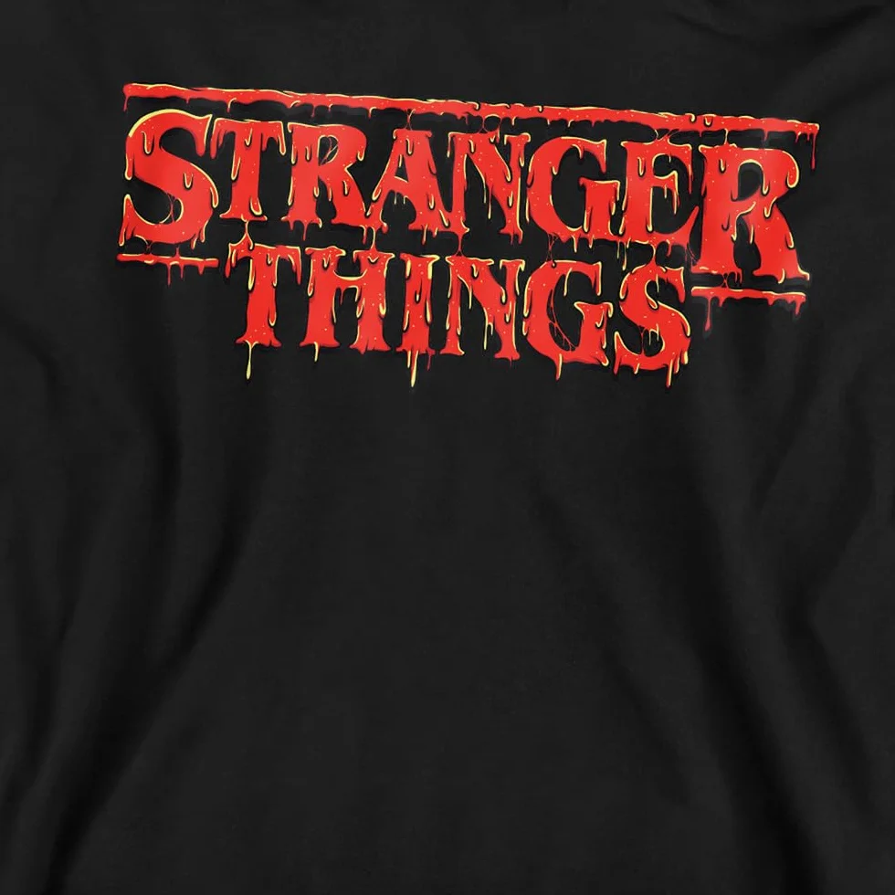 Stranger Things Red Drip Logo Youth Kids Pull-Over Hoodie Black Hooded Sweatshirt