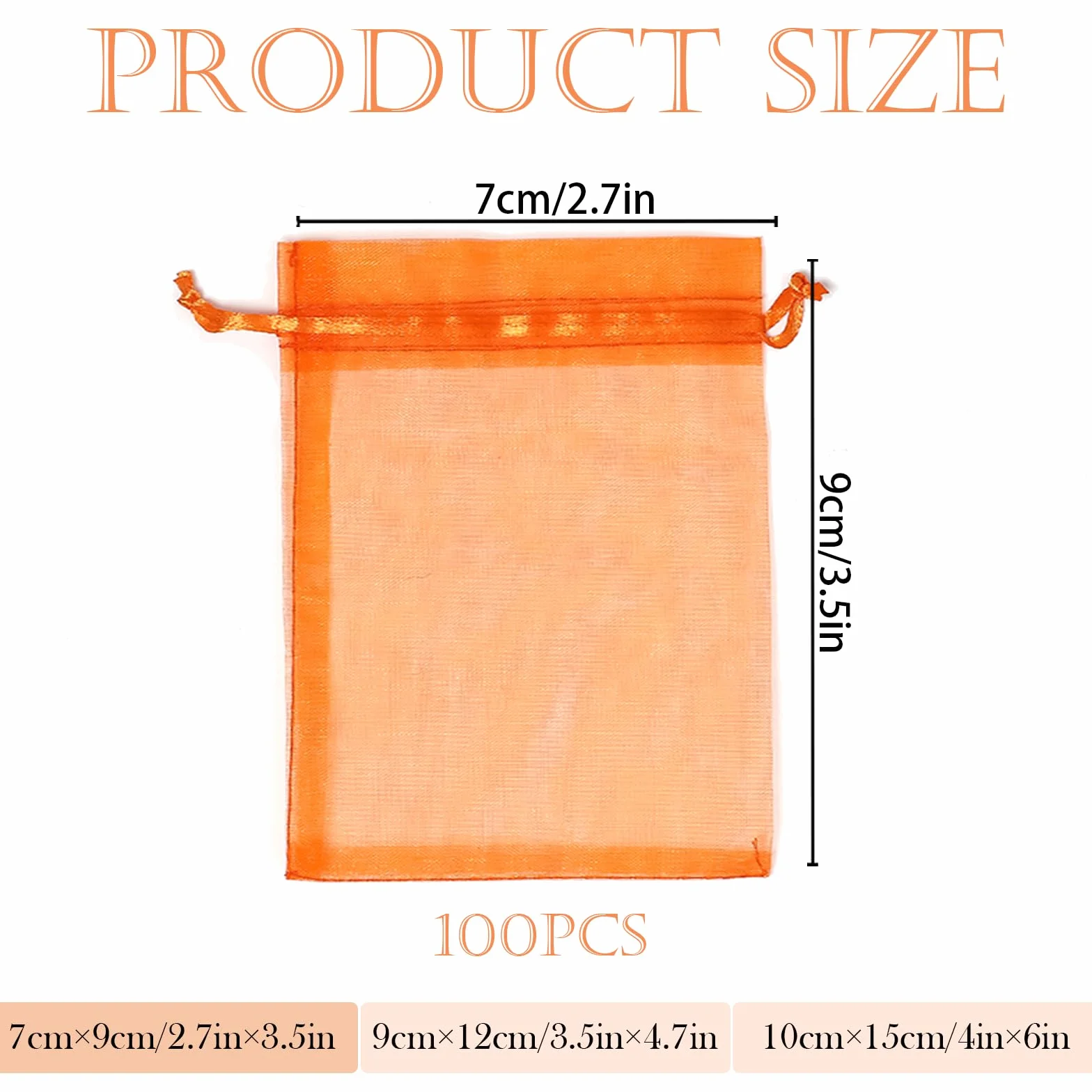 POPOYU 100Pcs Organza Sachet 7x9cm Tulle Dragées Jewellery Drawstring Bag