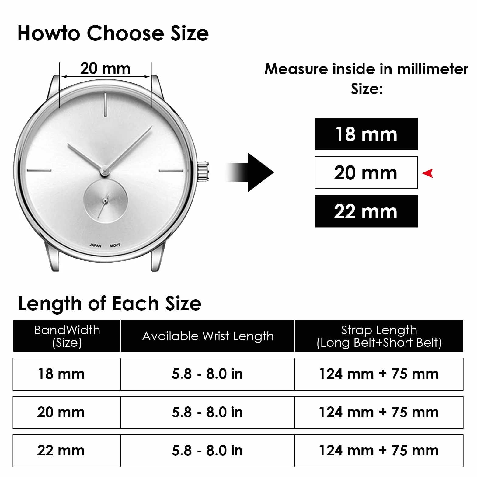 Bracelet de montre en cuir de veau remplacement boucle acier inoxydable