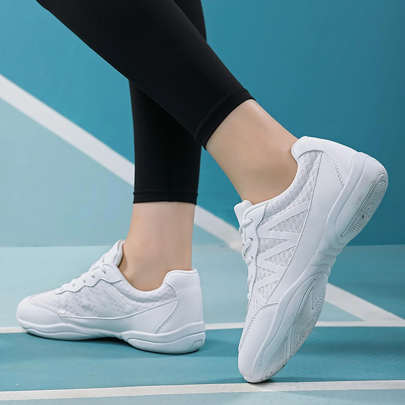 SECHRITE Chaussures de danse Jazz Blanc pour femme et fille Yoga Entraînement Aérobic