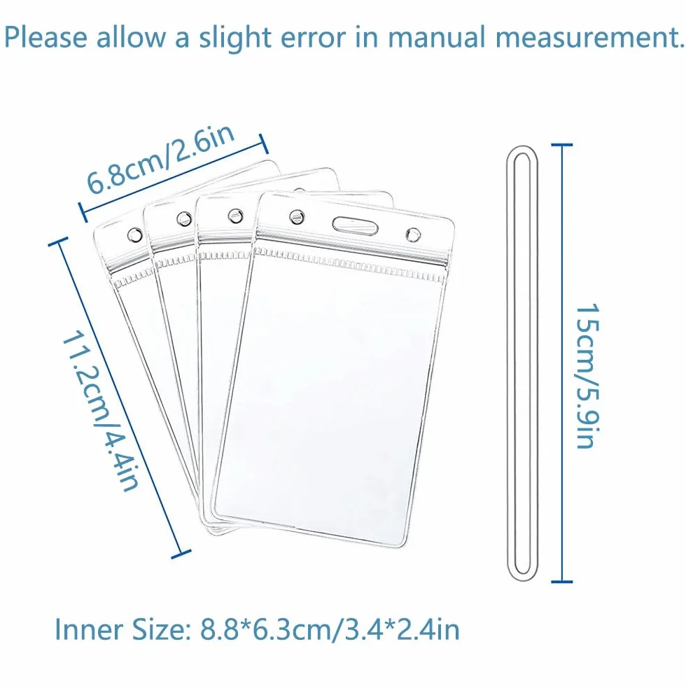 Lot de 12 porte-étiquettes de bagage transparentes imperméables pour valises avec cordon