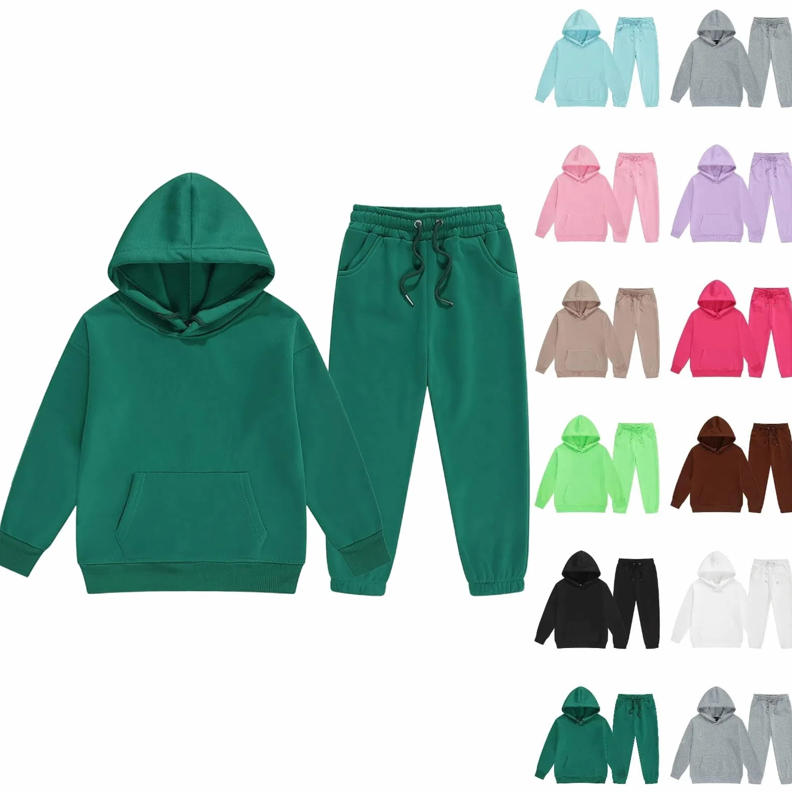 Survêtement athlétique 2 pièces filles garçons sweat capuche pantalon jogging