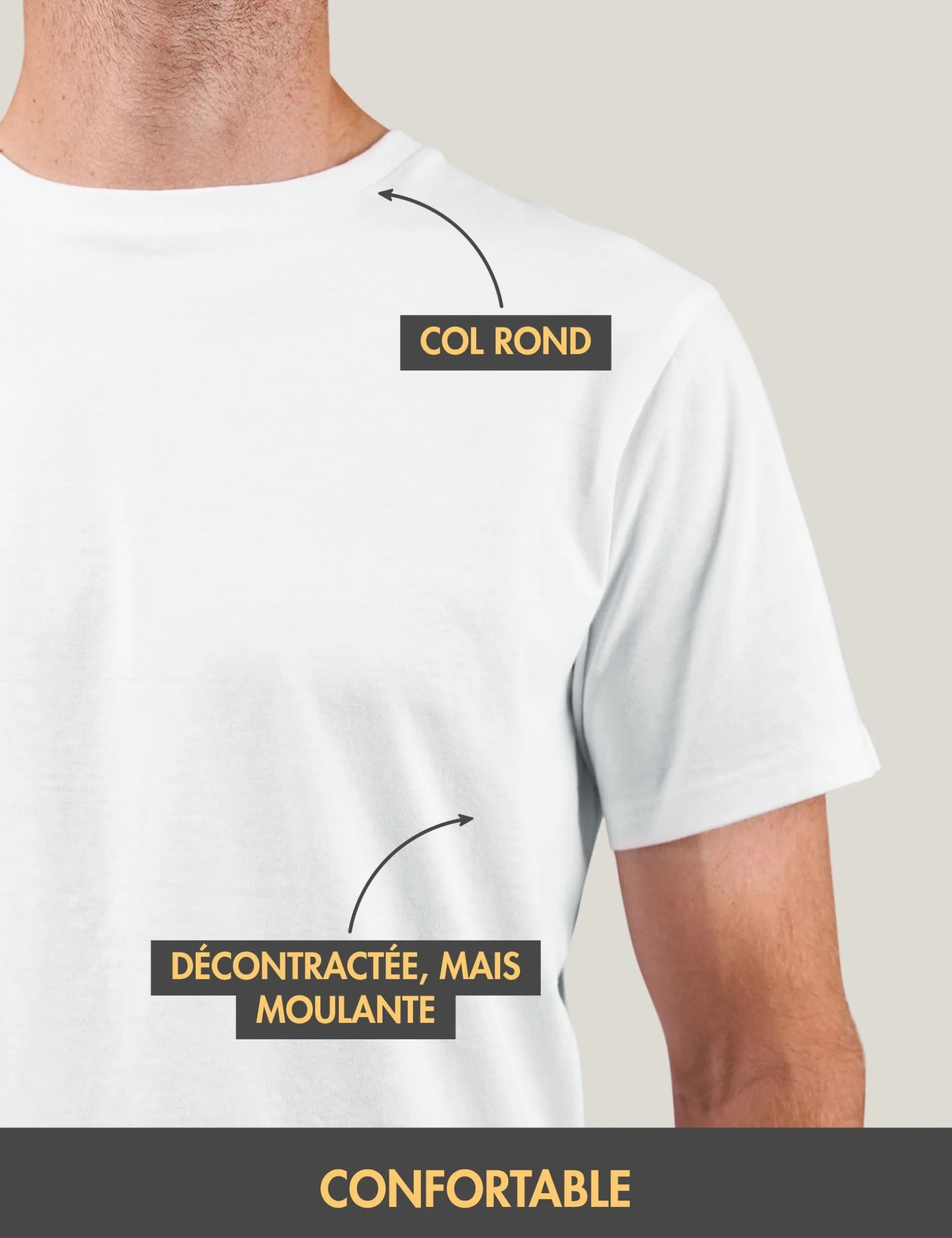 Lot de 4 T-Shirts Homme 100% Coton Tailles M à 3XL Blanc Noir Gris Bleu Marine