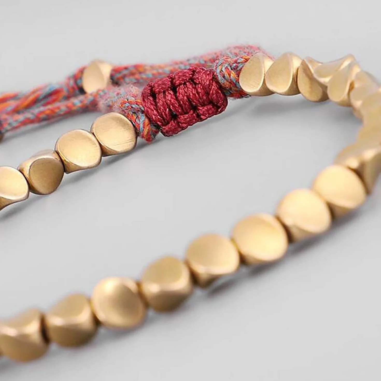 Bracelet de perles de cuivre tibétain fait à la main pour hommes et femmes, bouddhiste bonne chance