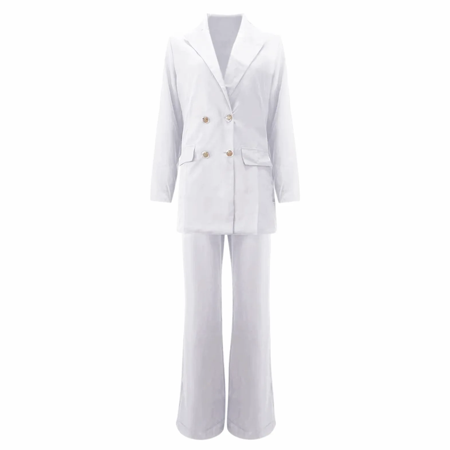 Tailleur Femme 2 PièCes Slim Couleur Unie Mode - Blazer Chic Élégante À Manches Longues Col Revers Veste Manteau Ensemble Travail Pantalon Costumes Ensemble Pantalon au Bureau