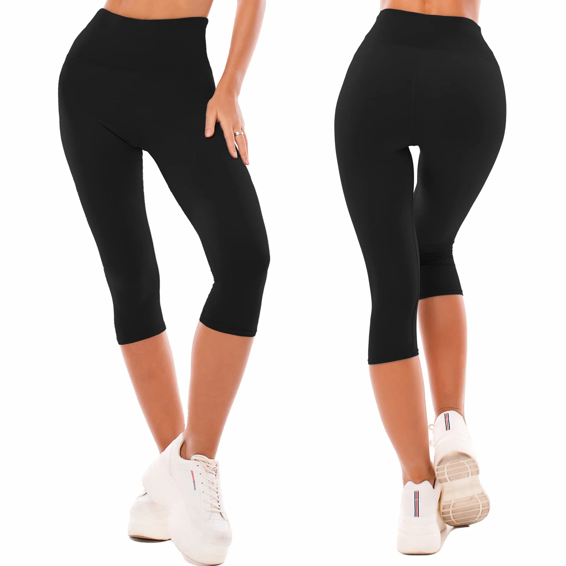 SINOPHANT Legging 3/4 Femmes Pantalon de Sport Taille Haute Yoga Opaque Doux