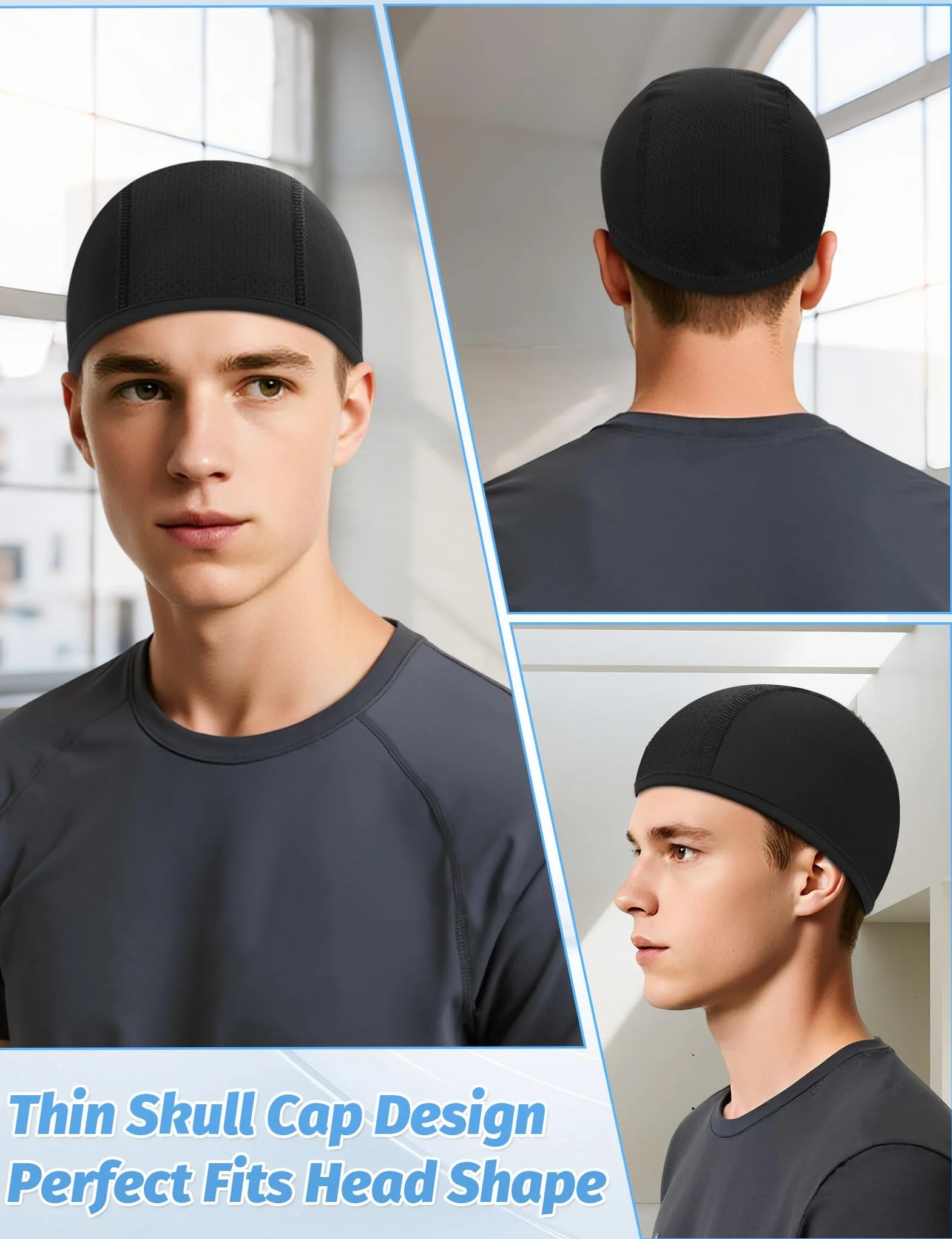 Becellen 3 Pièces Bonnet sous Casque Été Bonnets de Cyclisme Skull Cap Respirant Moto Running Léger