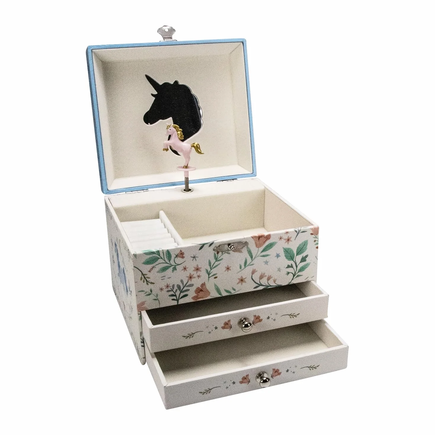 GICO Boîte à bijoux musicale licorne pour enfants avec deux tiroirs