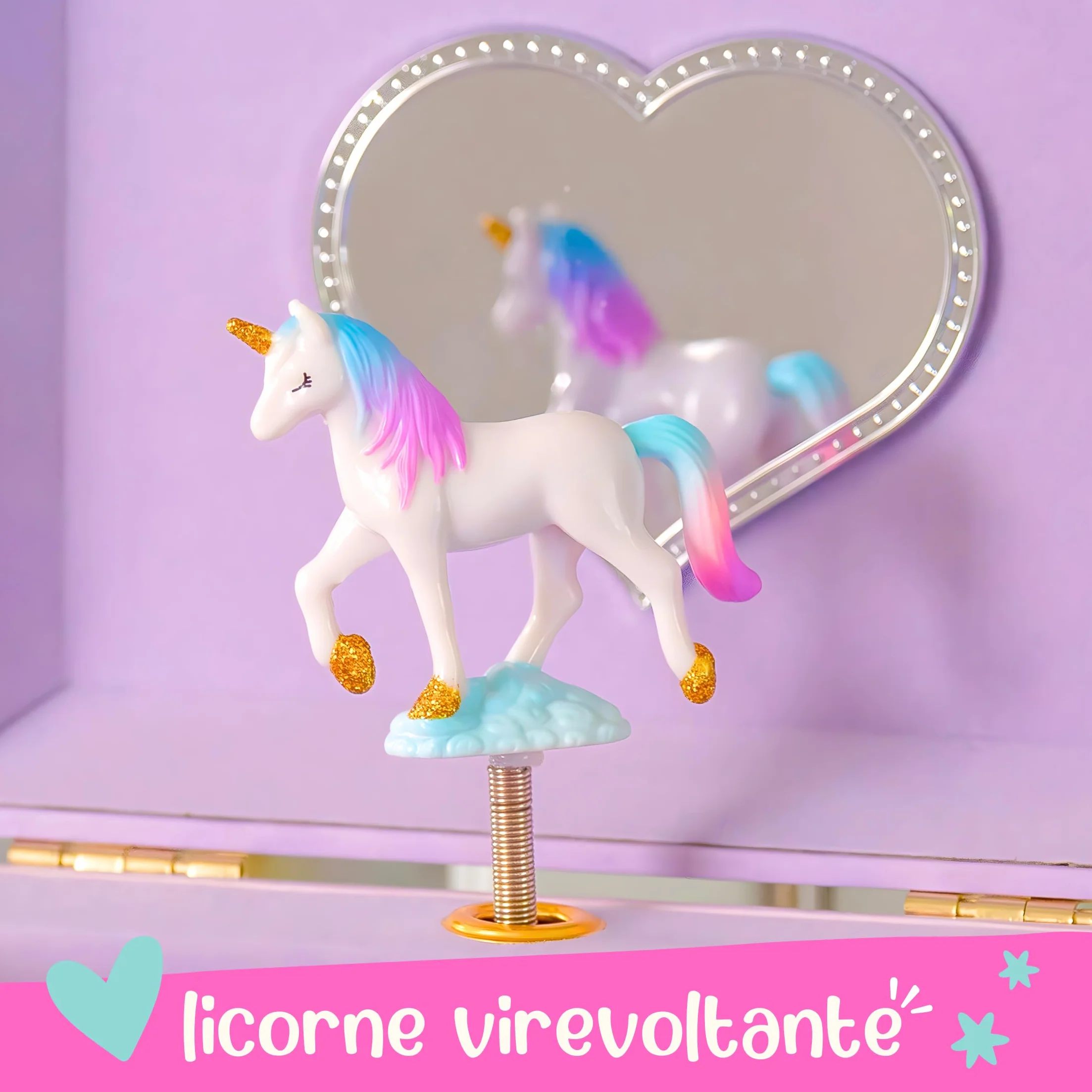 Giggle & Honey Boîte à Bijoux Musicale Licorne pour Filles 17,1 x 13,3 x 15,2 cm