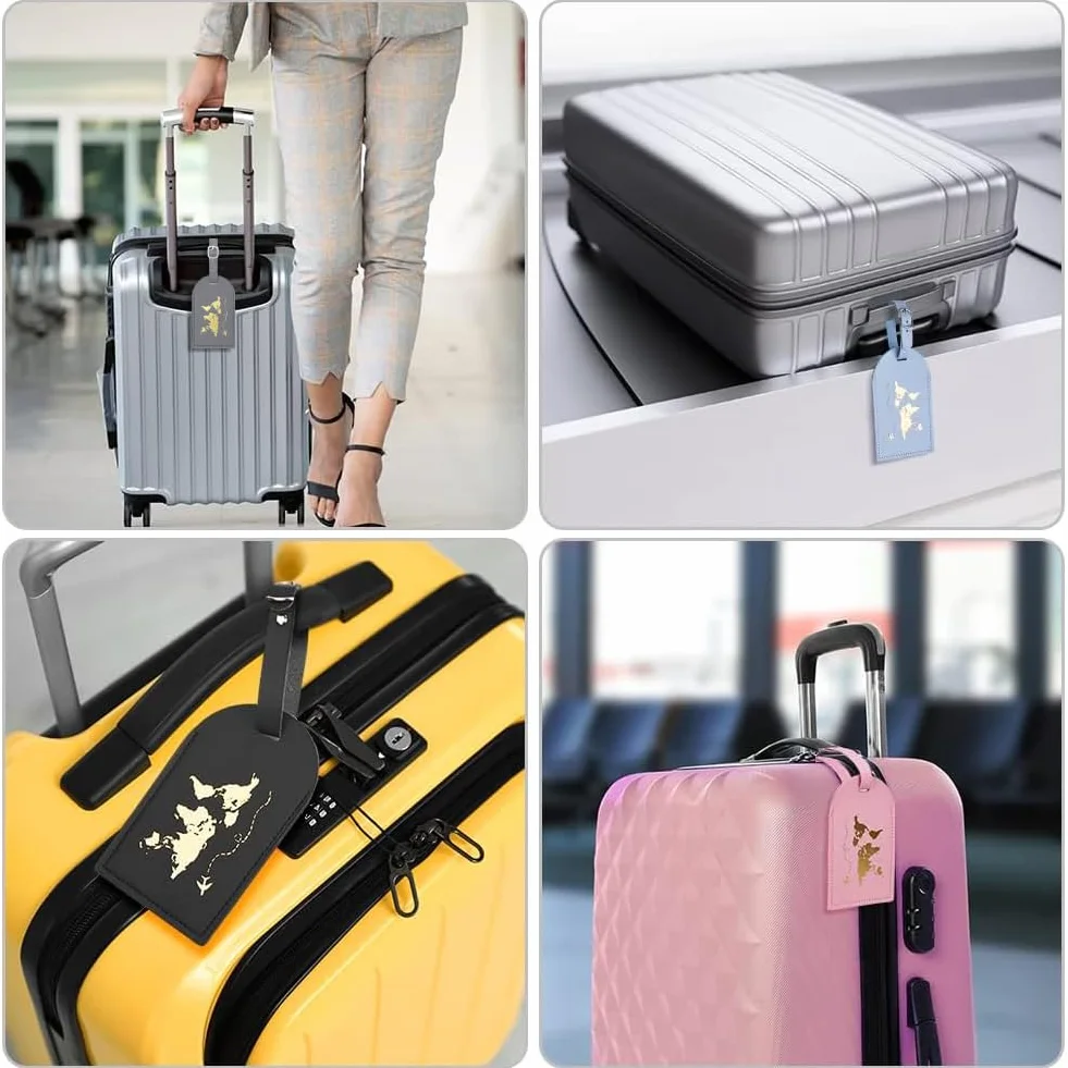 Flintronic Lot de 2 étiquettes de bagages en cuir, identification valise, accessoire voyage mariage