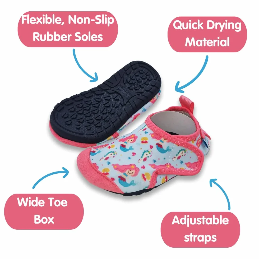 Dotty Fish Chaussures Aquatiques pour Bébés et Enfants, Semelle Antidérapante, Séchage Rapide, Souples