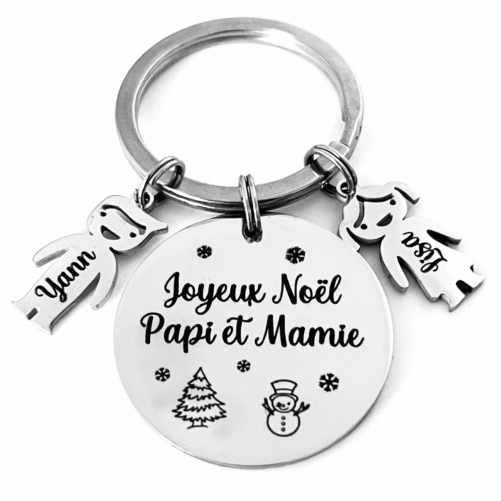 Porte-Clés Papa Personnalisé gravé Prénoms Enfants acier inoxydable - Cadeau Fête des Pères