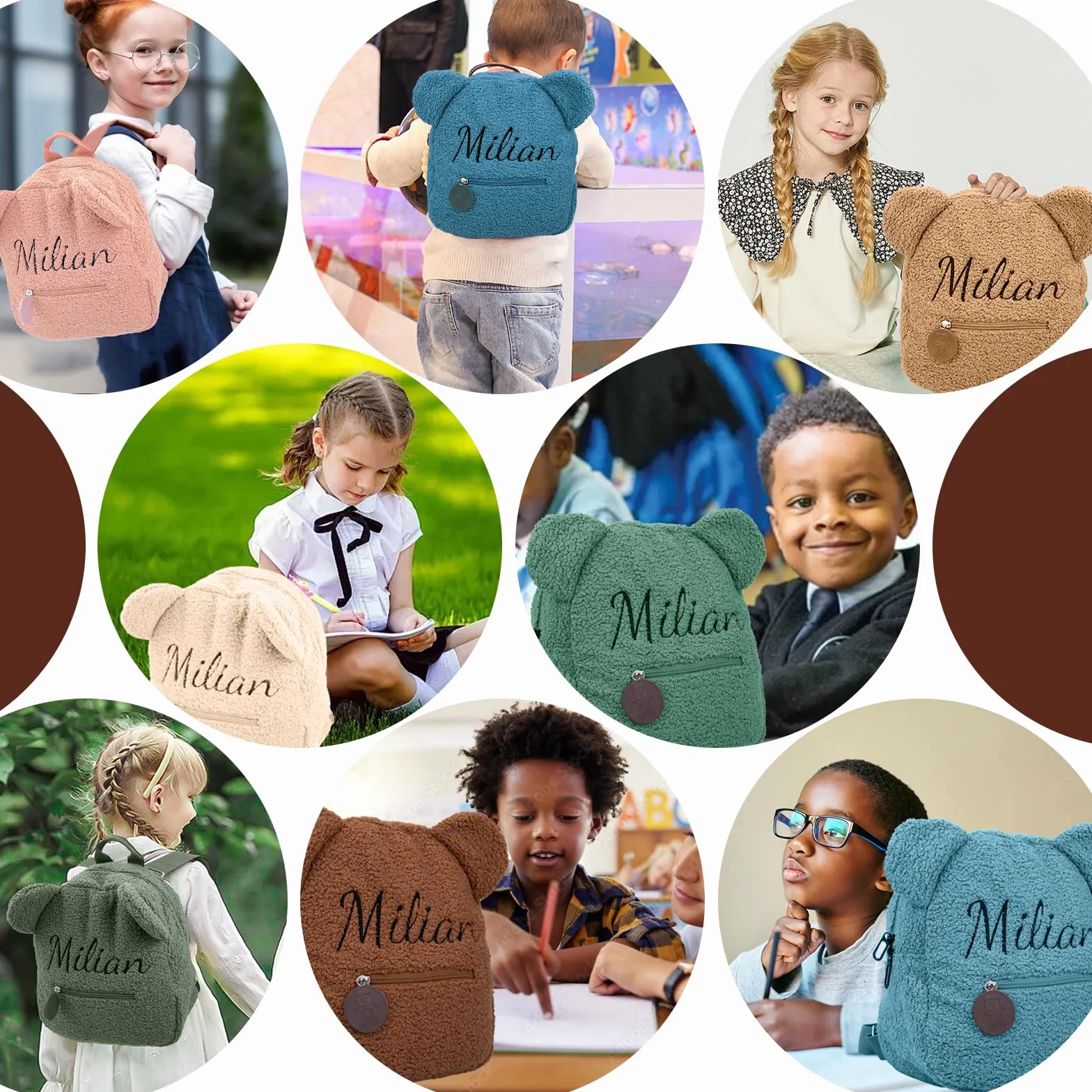 Sac Personnalisable Enfant Brodé Dos Filles Garçons École Voyage Mini Teddy