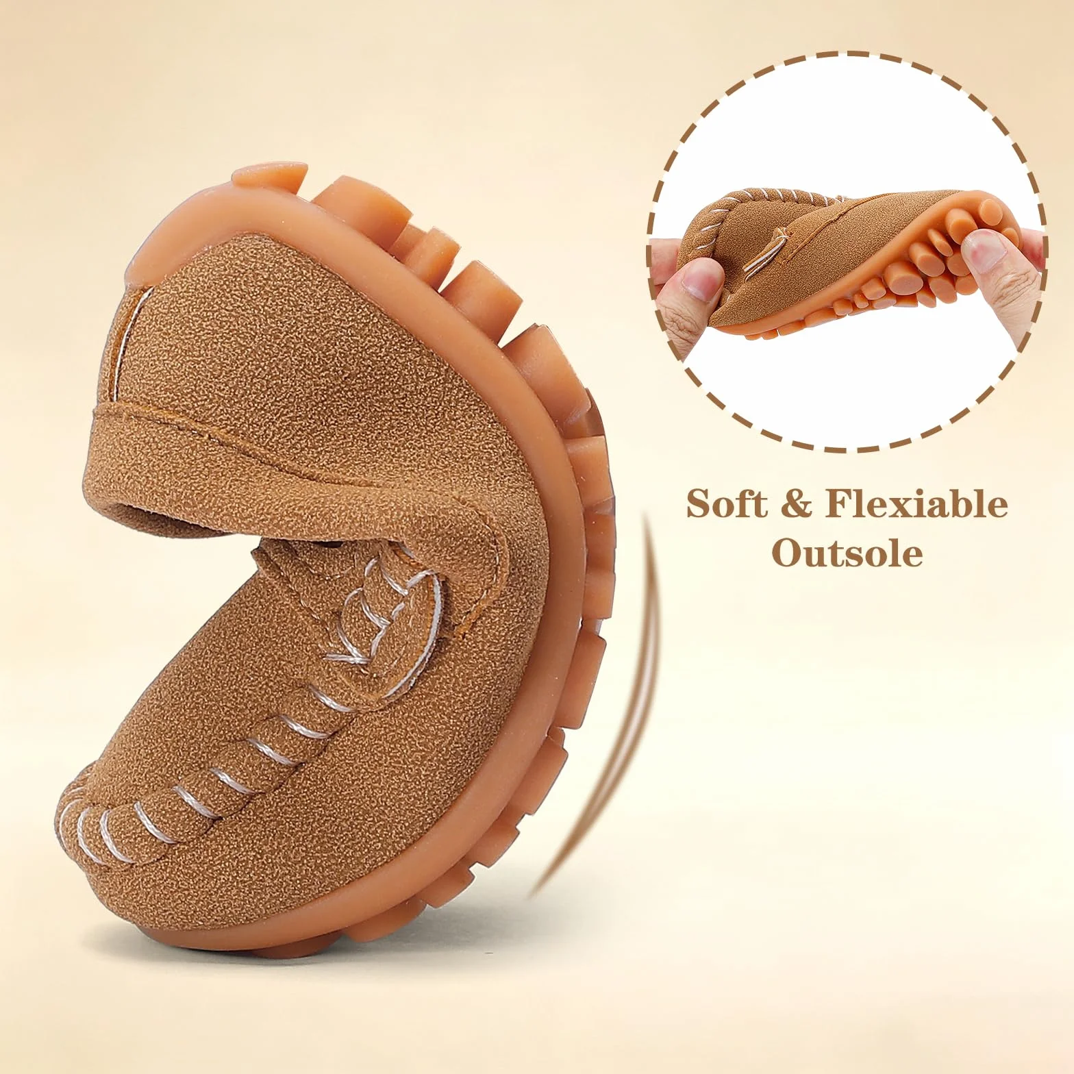 LACOFIA Mocassins Bébé Garçon Chaussures Premiers Pas Semelle Caoutchouc Antidérapant 19~24 EU