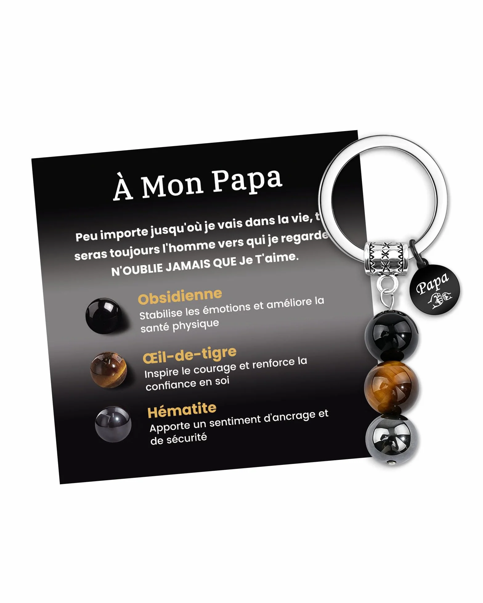 MANVEN Porte-clés Papa Pierre Naturelle Cadeau Homme