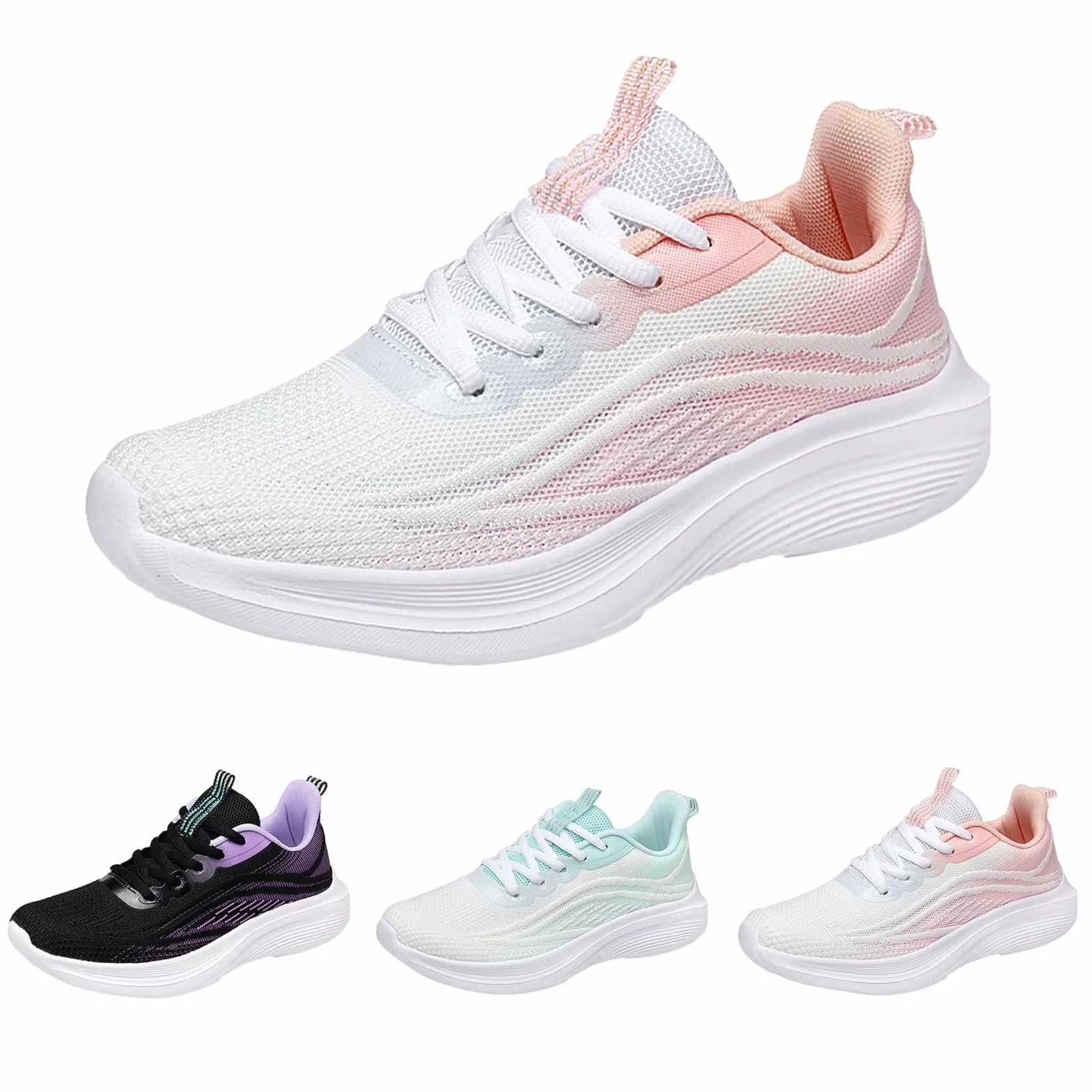 Baskets Blanches Femmes Chaussures de Sport Respirantes Légères Confortables Course Automne