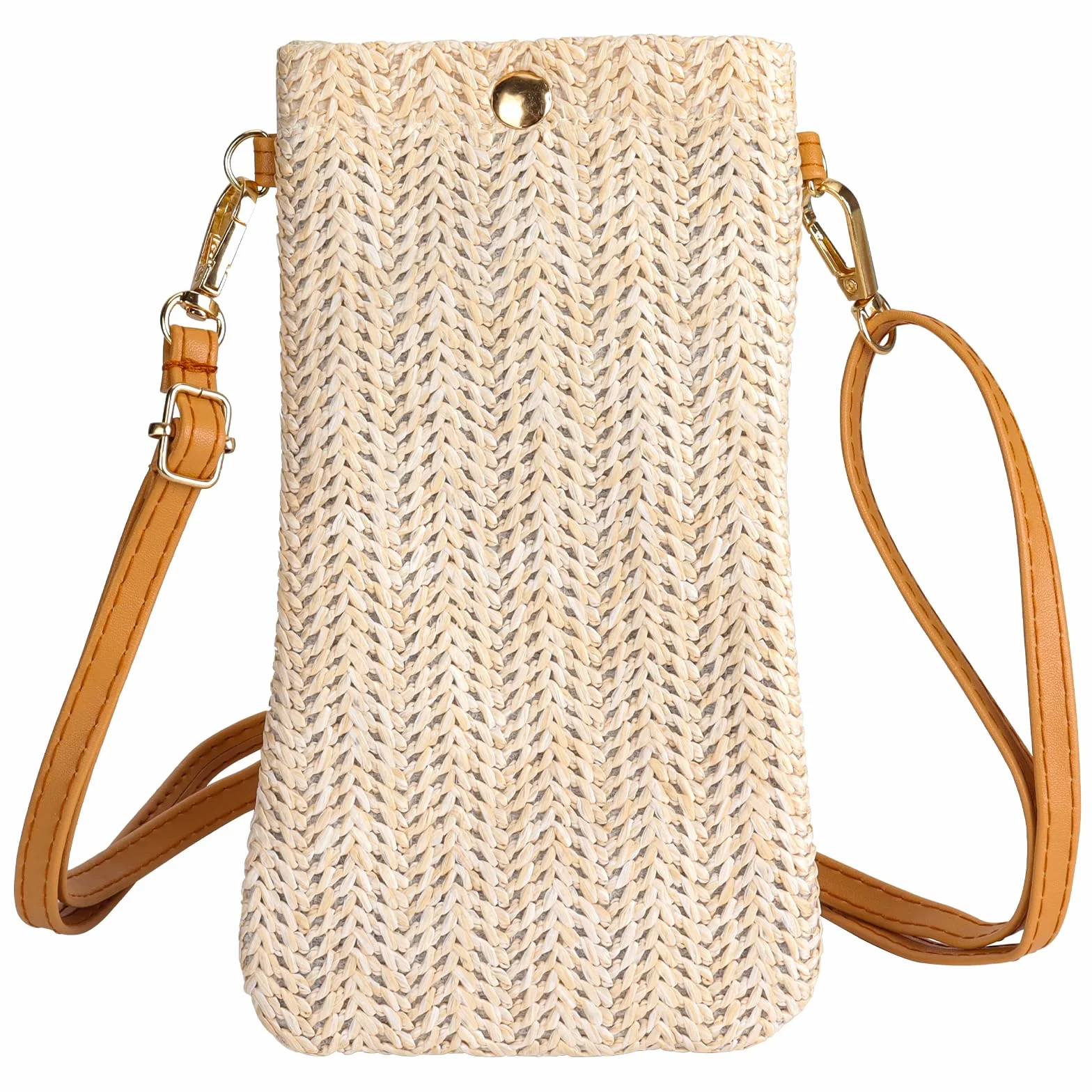 Sac à main réglable en paille pour femme, pochette téléphone portable bandoulière