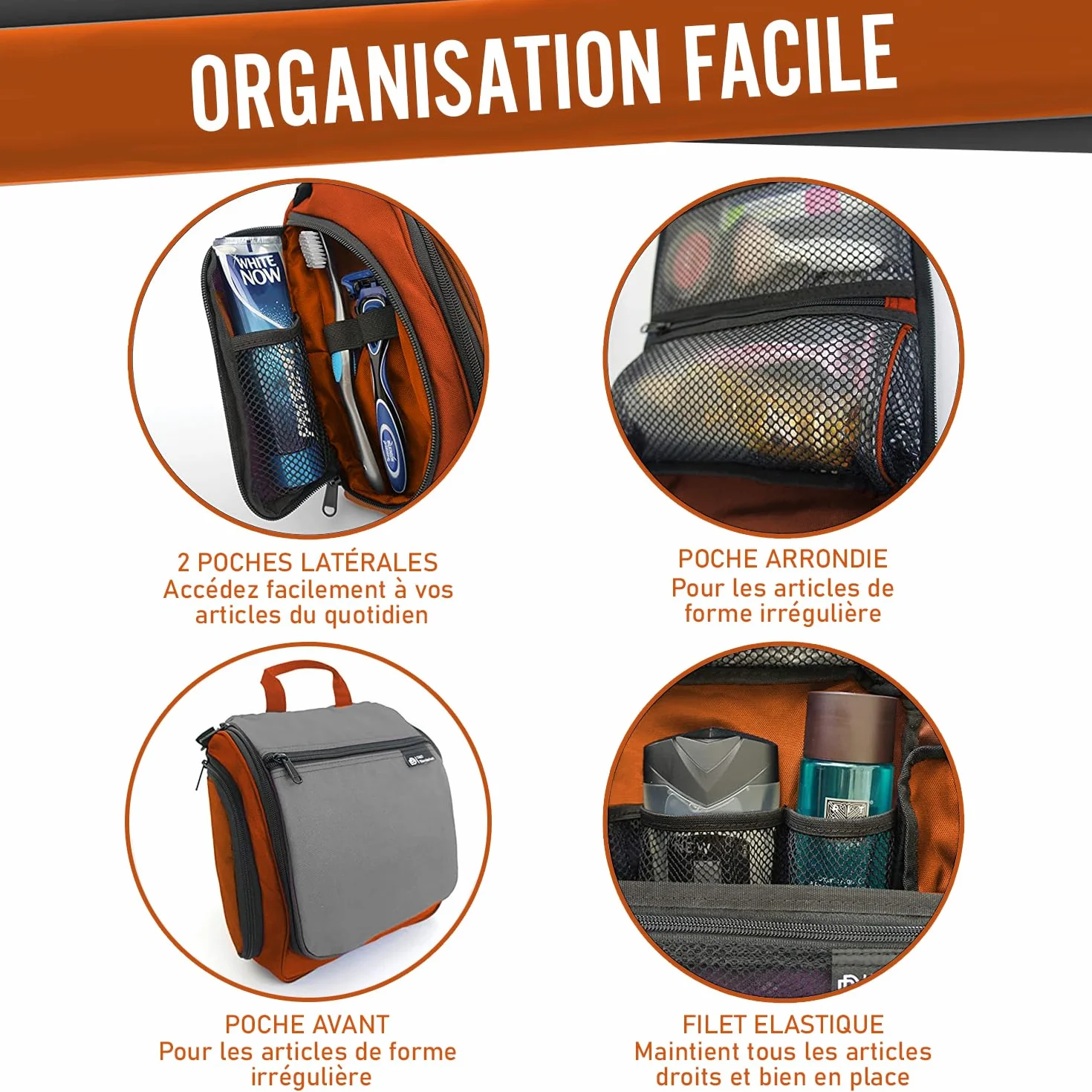 D&D Trousse De Toilette De Voyage À Suspendre Grand Rangement Cosmétiques