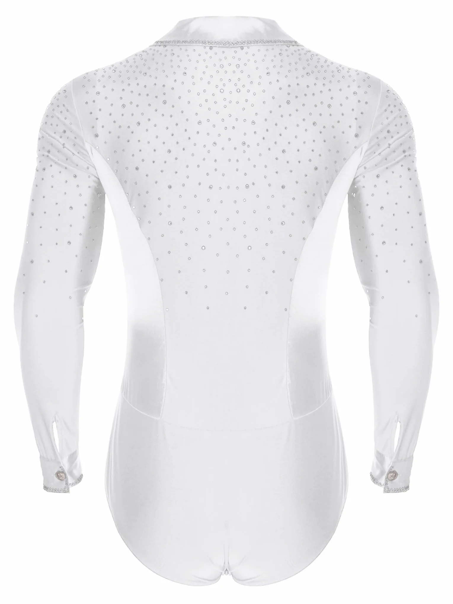 Sxiwei Justaucorps Danse Manches Longues Strass Tenue Danse Latine Body Costume Spectacle