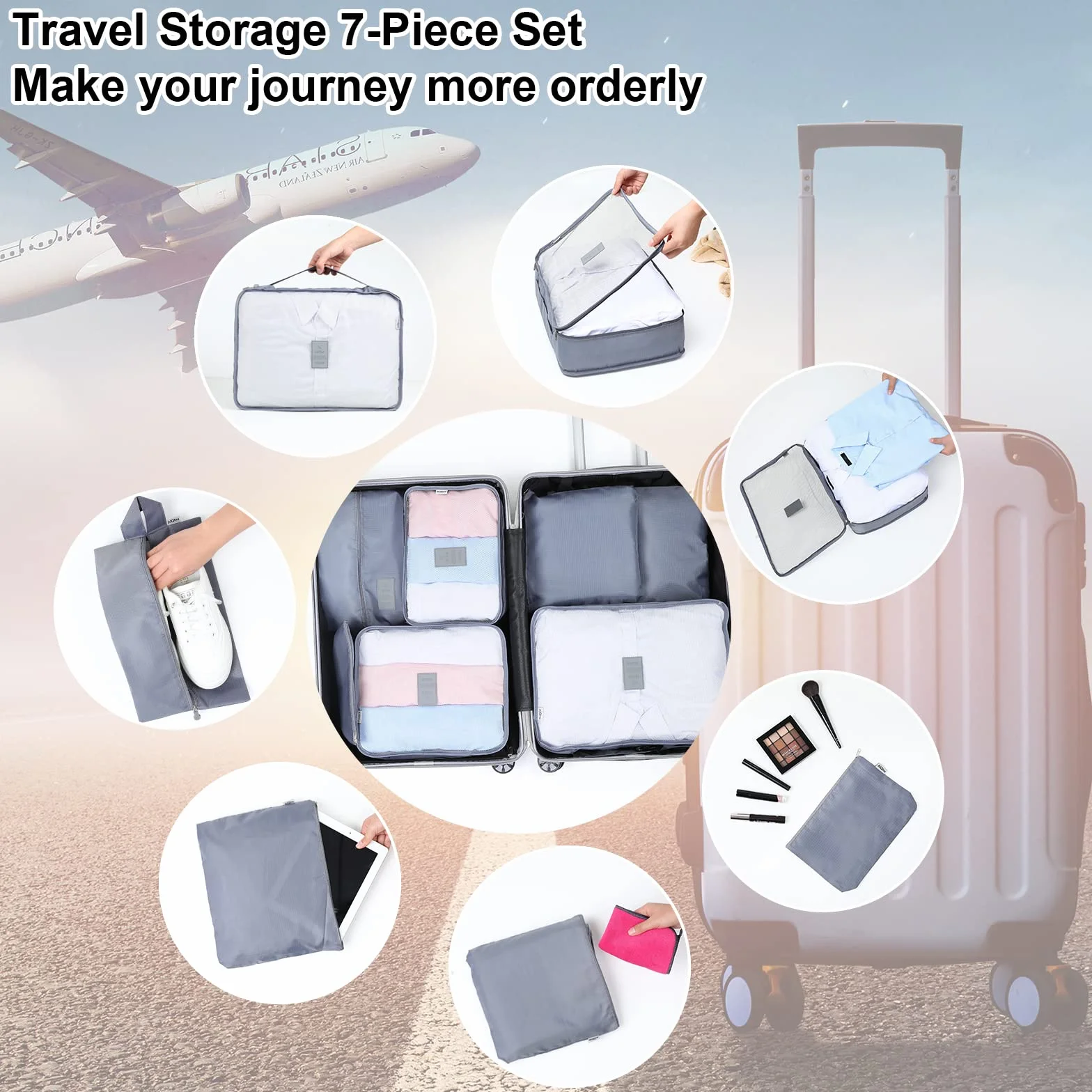 AiQInu Set de 7 Sacs de Voyage Imperméables Organisateur de Bagages