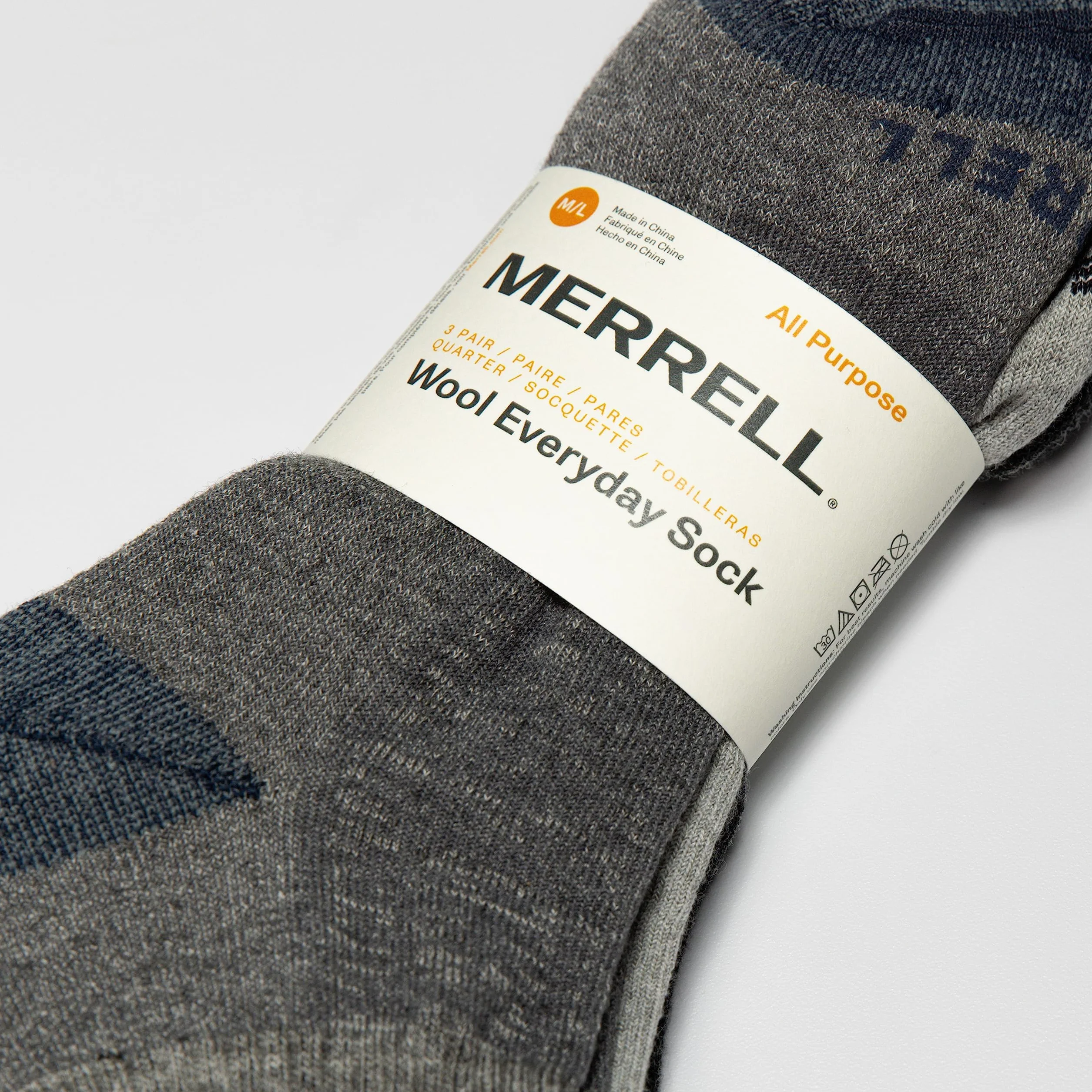 Merrell Men's Women's Wool Everyday Hiking Low Cut Socks 3 Pairs Cushioned Moisture Wicking