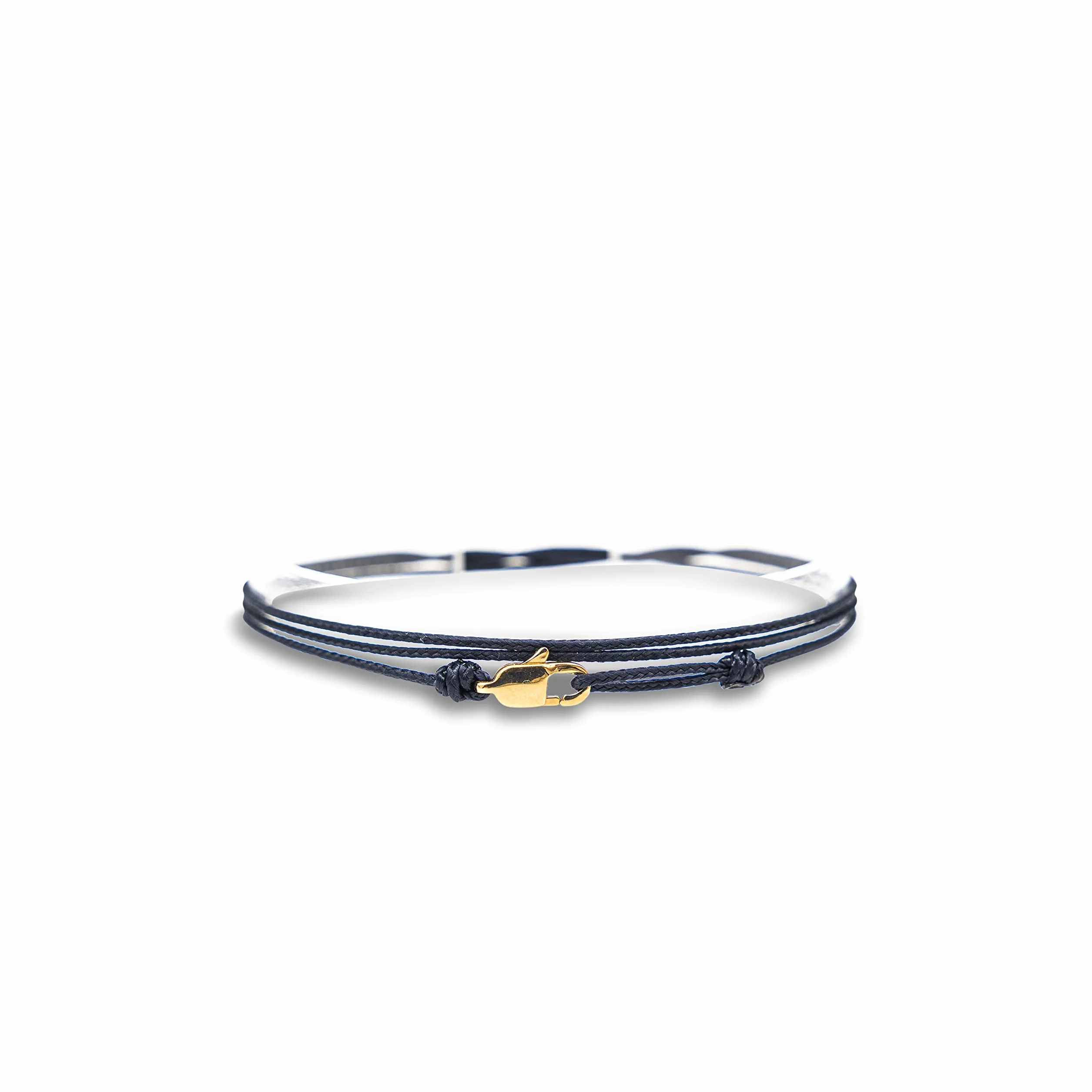 Bracelet Fin pour Hommes et Femmes avec Fermoir Mousqueton Artisanal - Bijoux de Surfeur Maritime - Bracelet Minimaliste en Tissu - 100% Étanche et Réglable (Bleu Or)