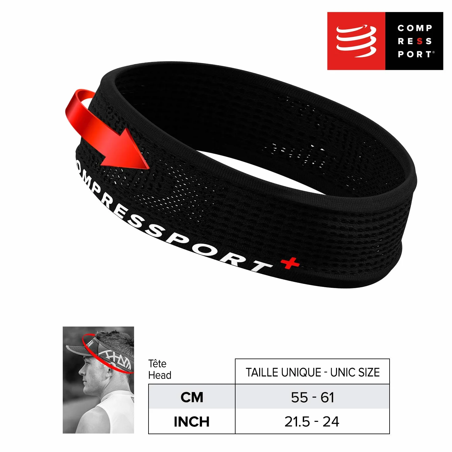 COMPRESSPORT Thin Headband Anti-Transpiration Ventilation maximale Evacuation Sueur Séchage Rapide Multisport