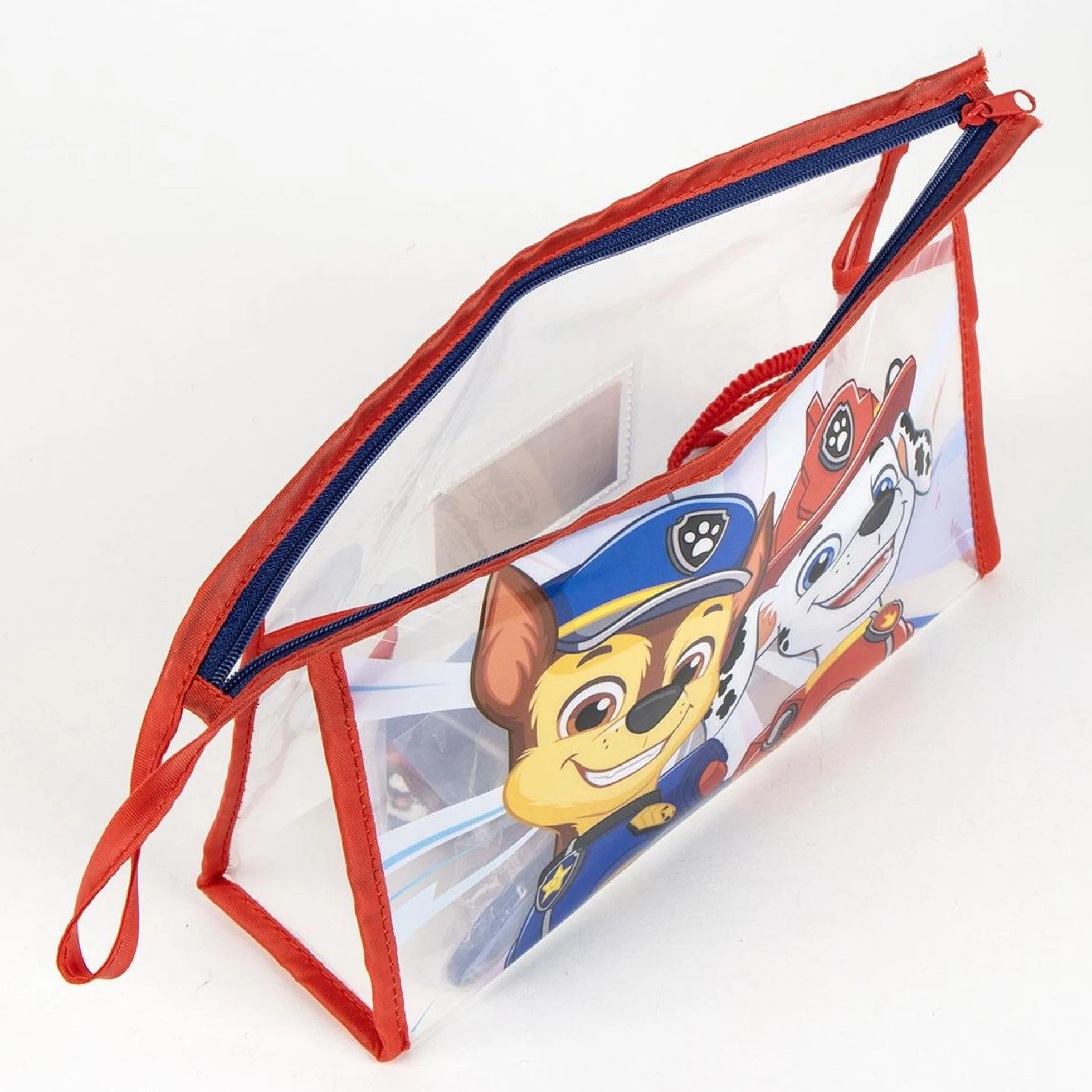 Trousse de Toilette Paw Patrol pour Voyage, Rouge/Bleu, Transparente avec Fermeture éclair