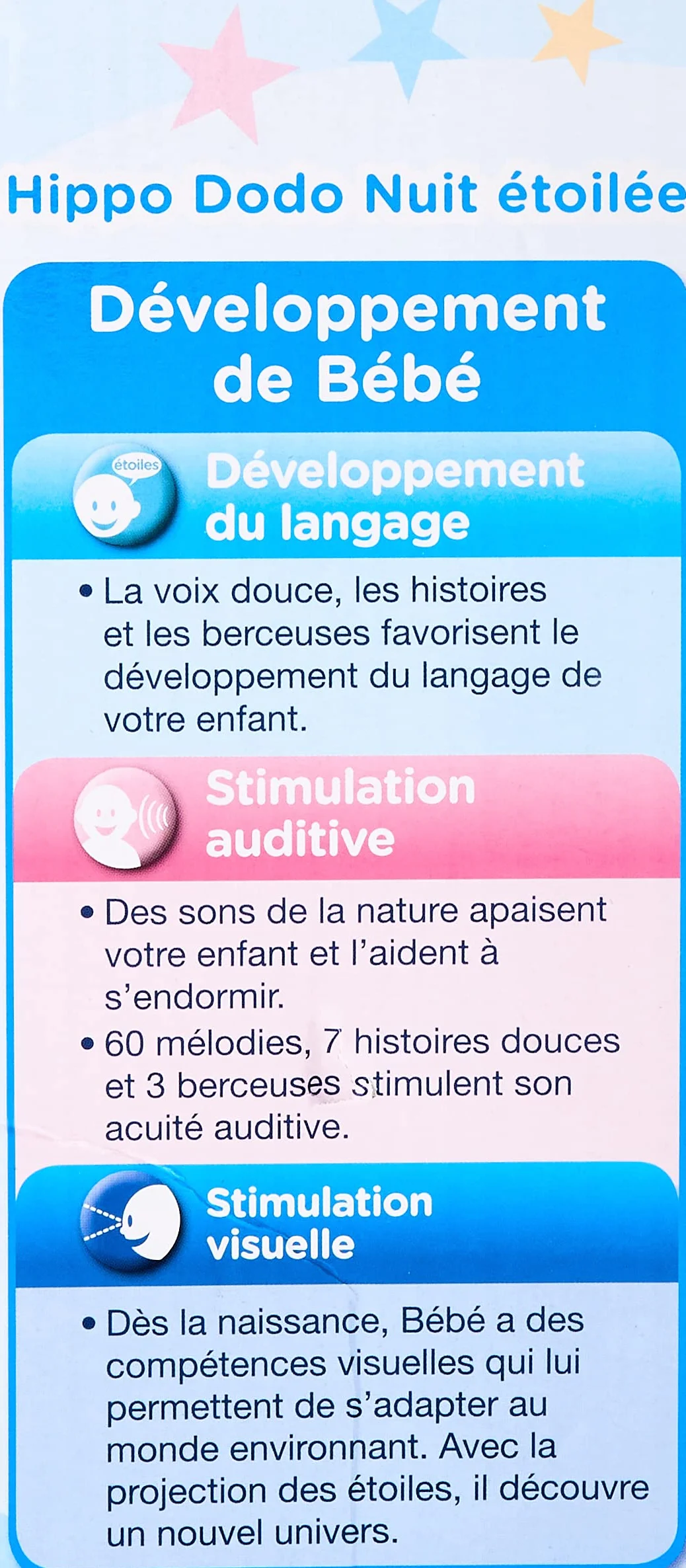 VTech Hippo Dodo Nuit Étoilée Veilleuse Bébé Musicale Projection Lumineuse au Plafond Cadeau de Naissance
