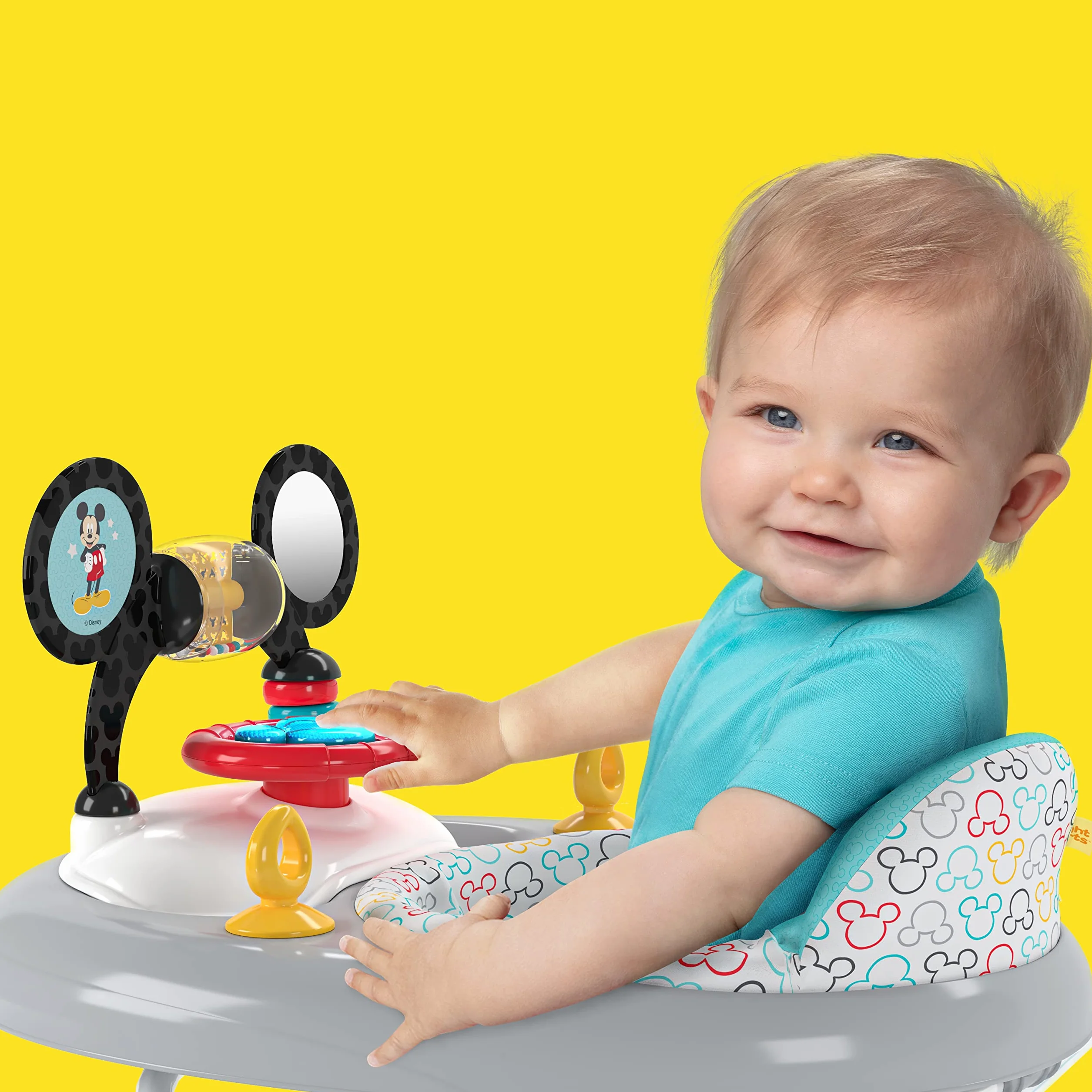 Bright Starts Disney Baby Trotteur Mickey Original Bestie 2 en 1 Centre d'activités avec lumières et musique, hauteur réglable