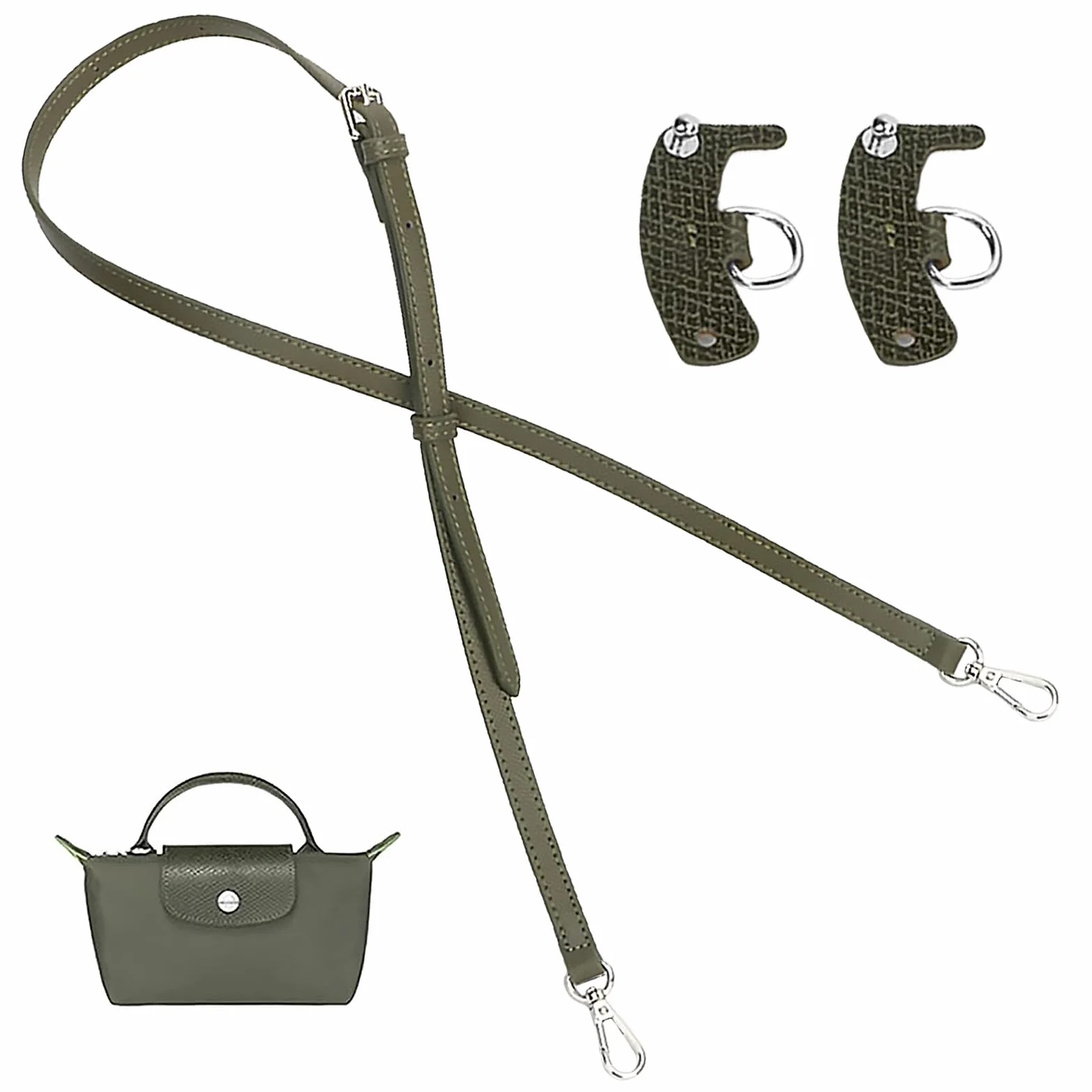 Bandoulière Compatible avec Longchamp, Bandoulière Sac Réglable, Vert Foncé