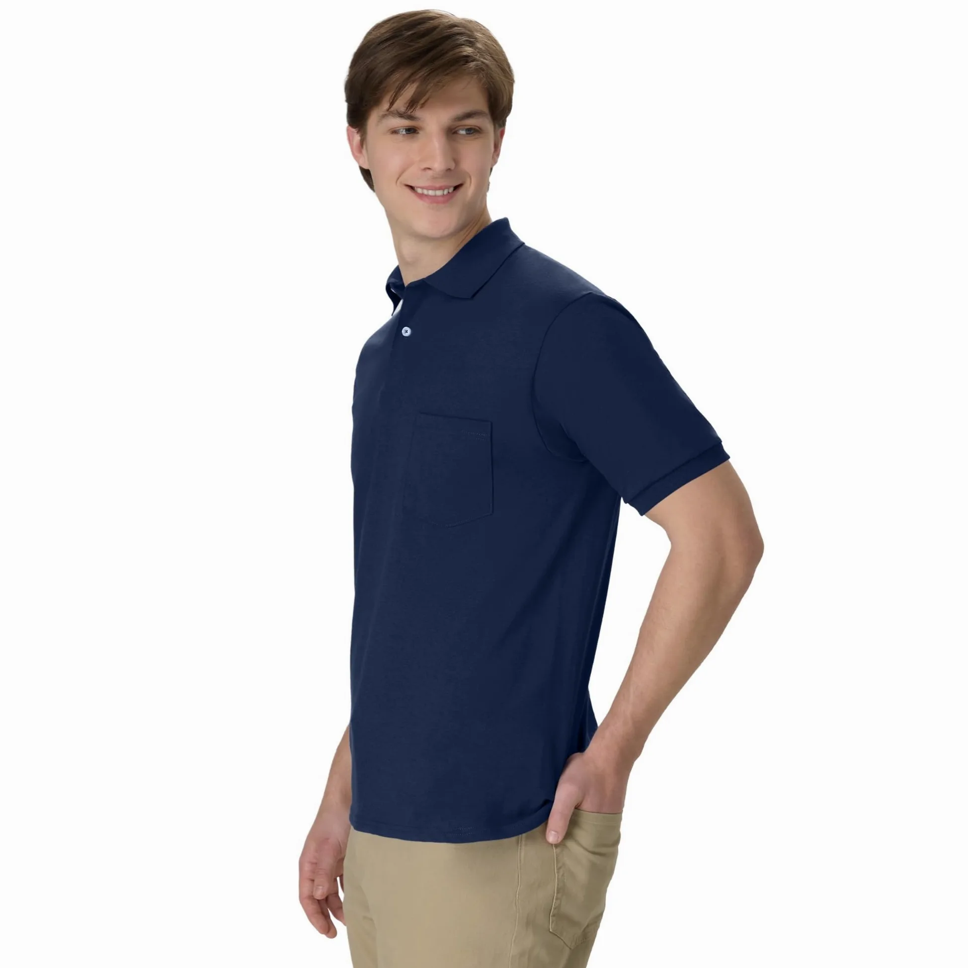 Hanes Short-Sleeve Jersey Pocket Polo (Pack of 2) Polo à Manches Courtes en Jersey avec Poche (Lot de 2) Homme (Lot de 2)