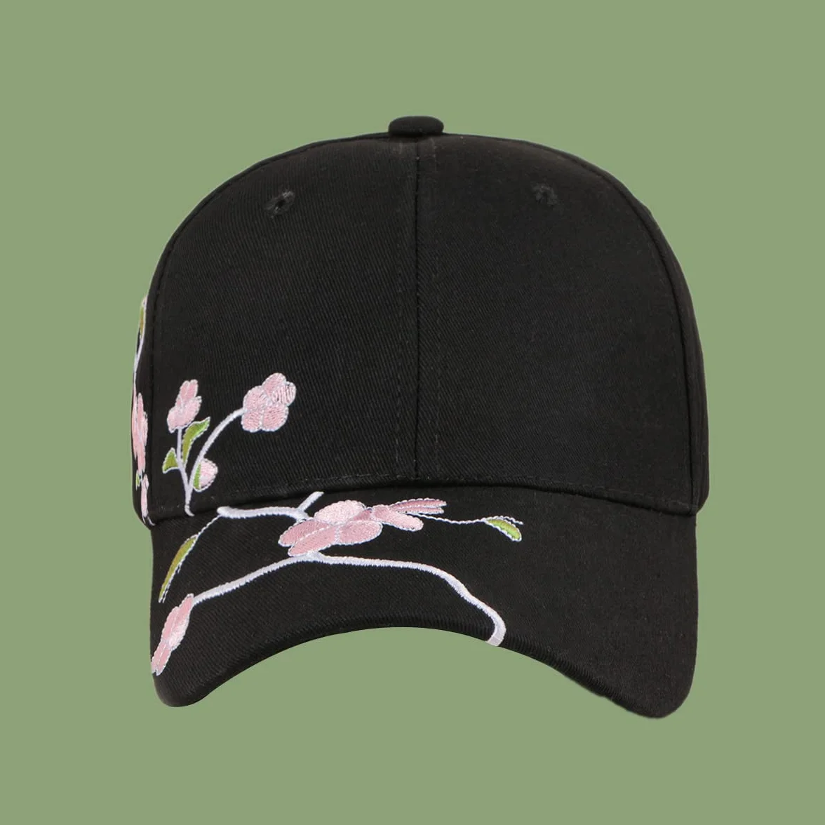 Casquette de Baseball Brodée Fleur du Prunier Chapeau Visière Réglable Sport Golf Anti-Soleil