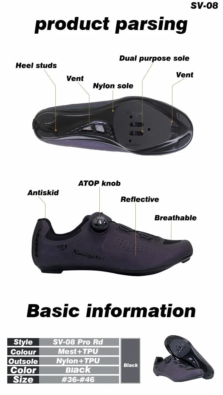 Msport Chaussures de Cyclisme avec Fermeture rotative Boa – Chaussures de vélo de Route légères