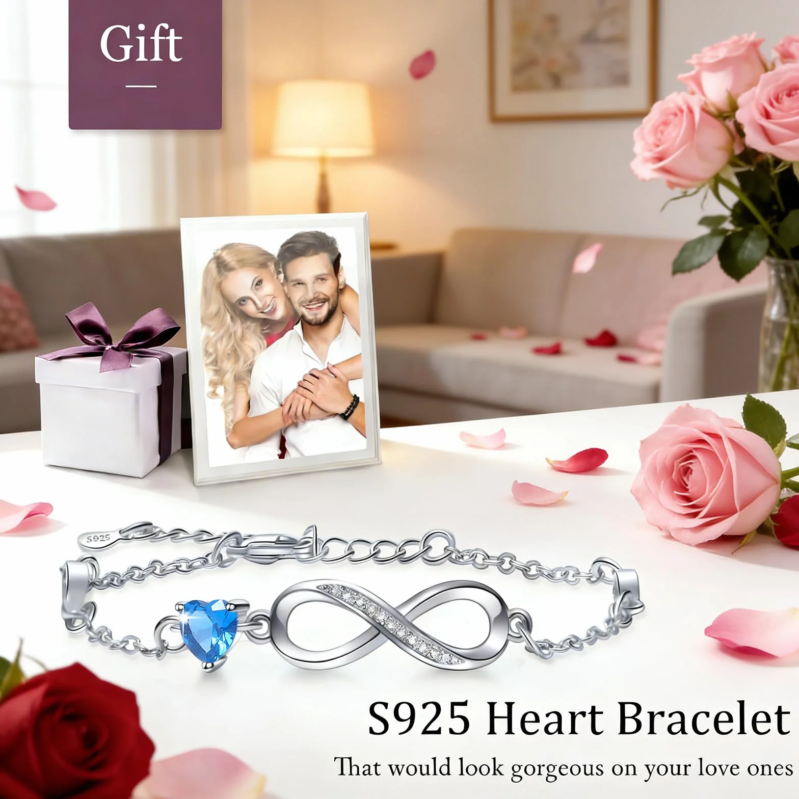 Bracelet Argent 925 Femme Cadeau Maman Fete des Meres Anniversaire